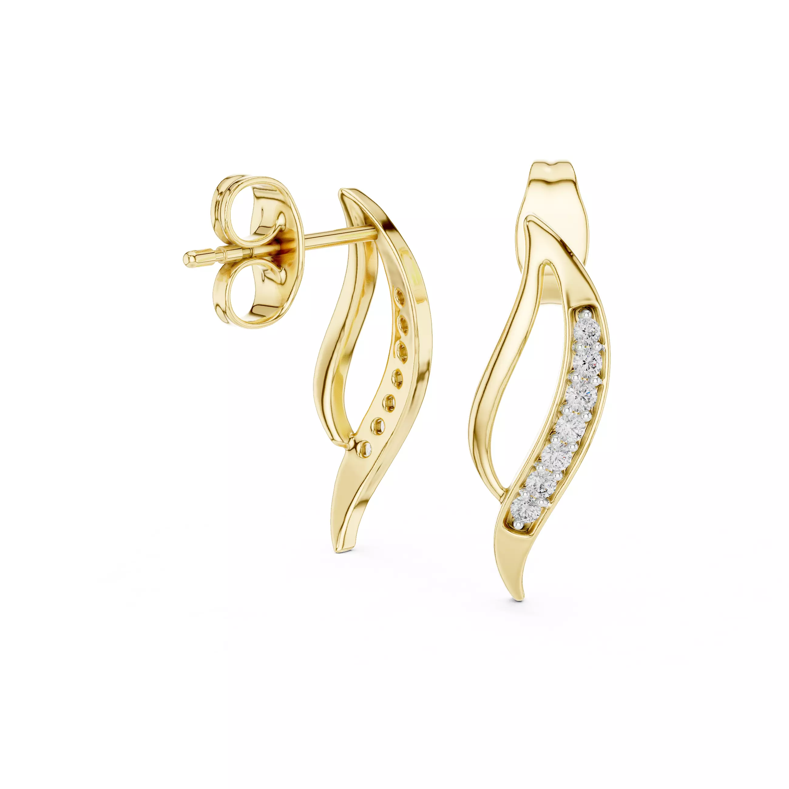 Diamond Studs Earrings 3dm stl renders details 360 animation 3D print model_10