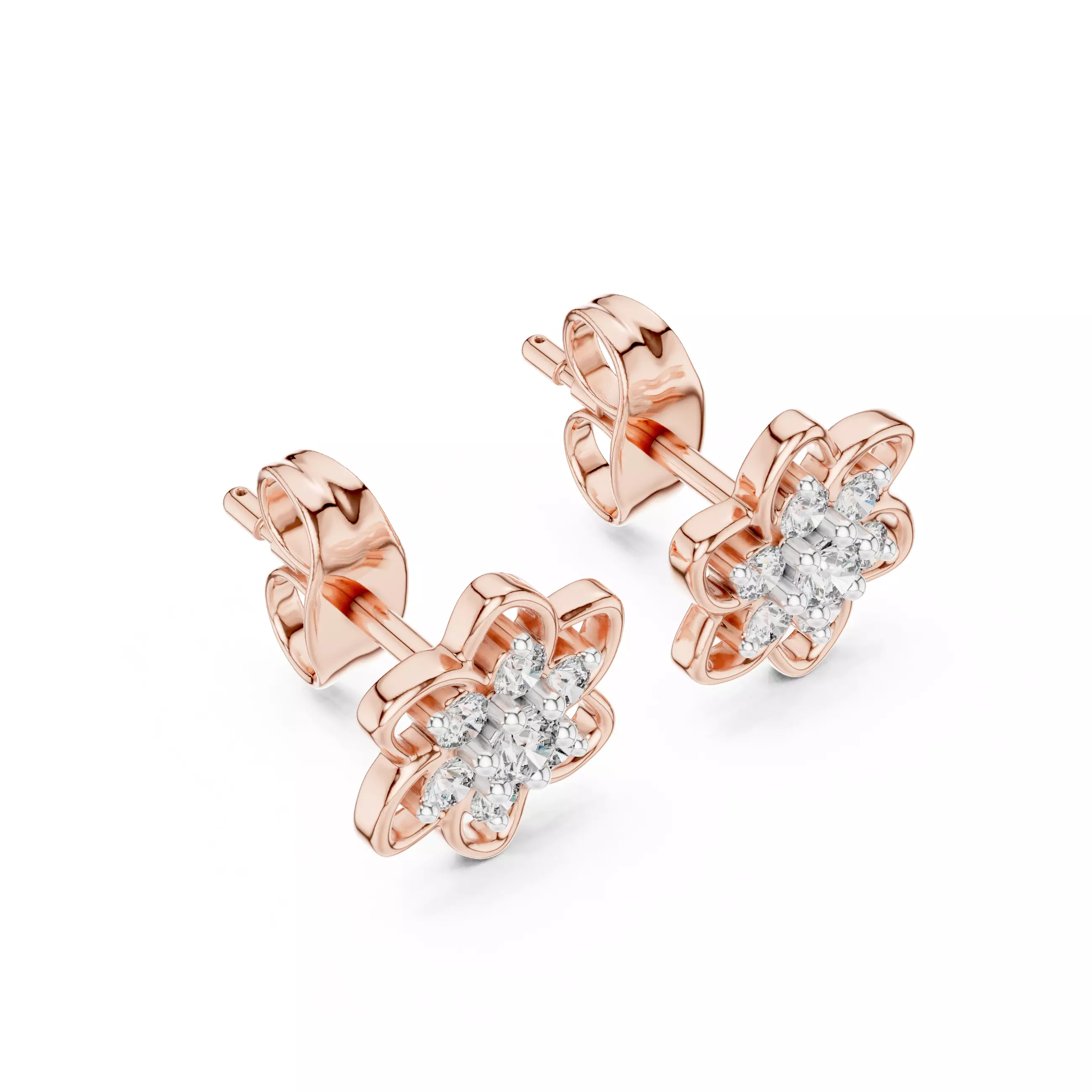 Diamond Studs Earrings 3dm stl renders details 360 animation 3D print model_4