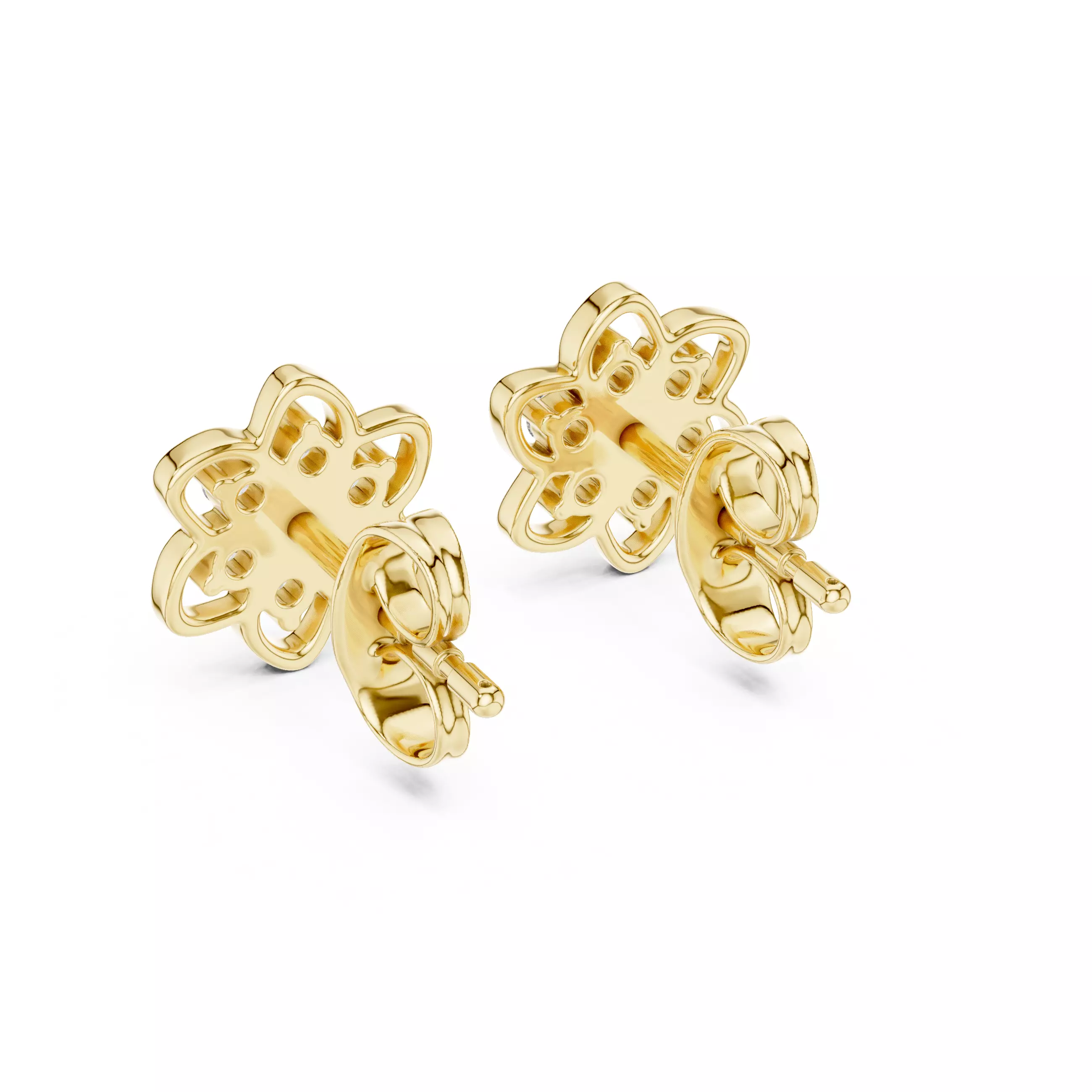 Diamond Studs Earrings 3dm stl renders details 360 animation 3D print model_12