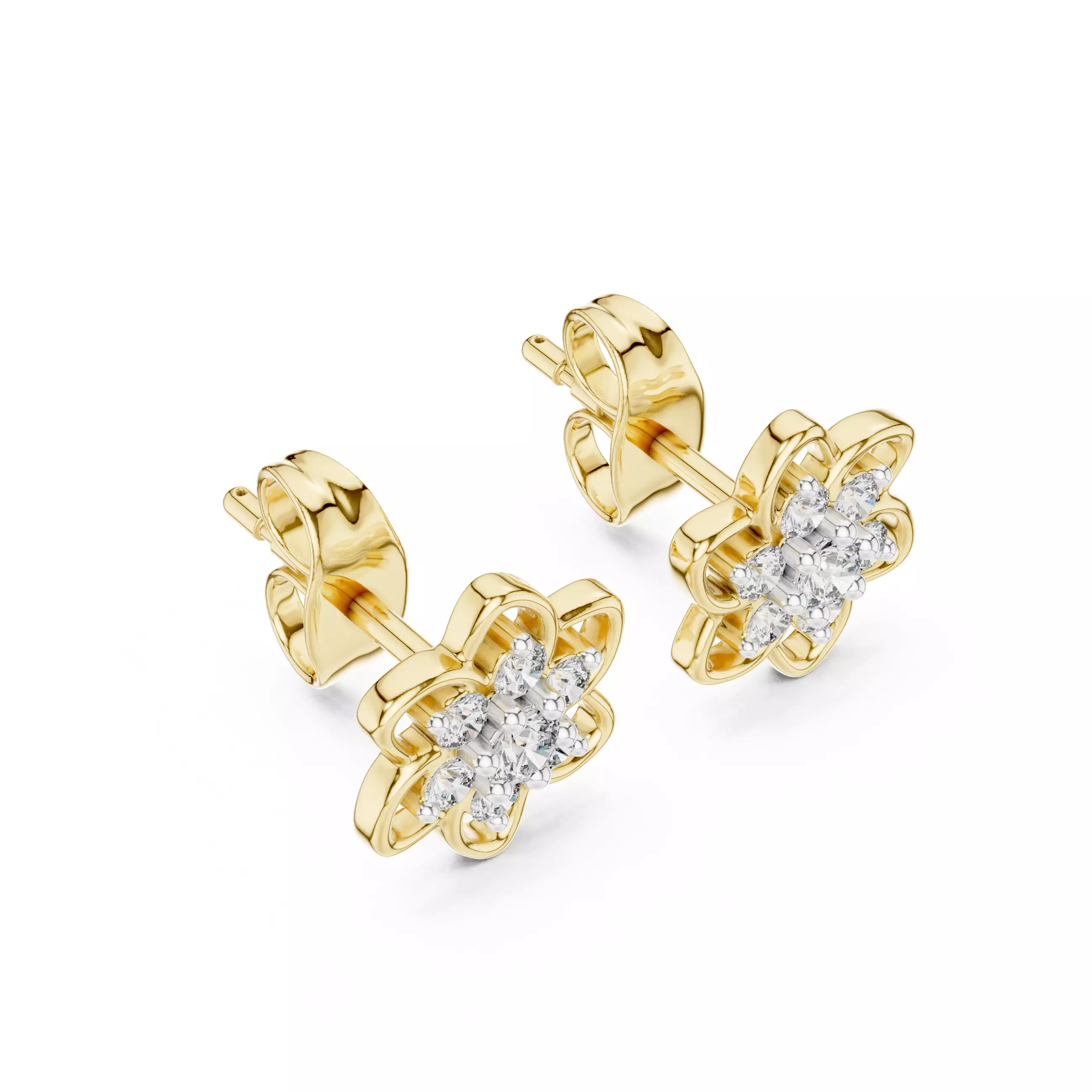 Diamond Studs Earrings 3dm stl renders details 360 animation 3D print model_11