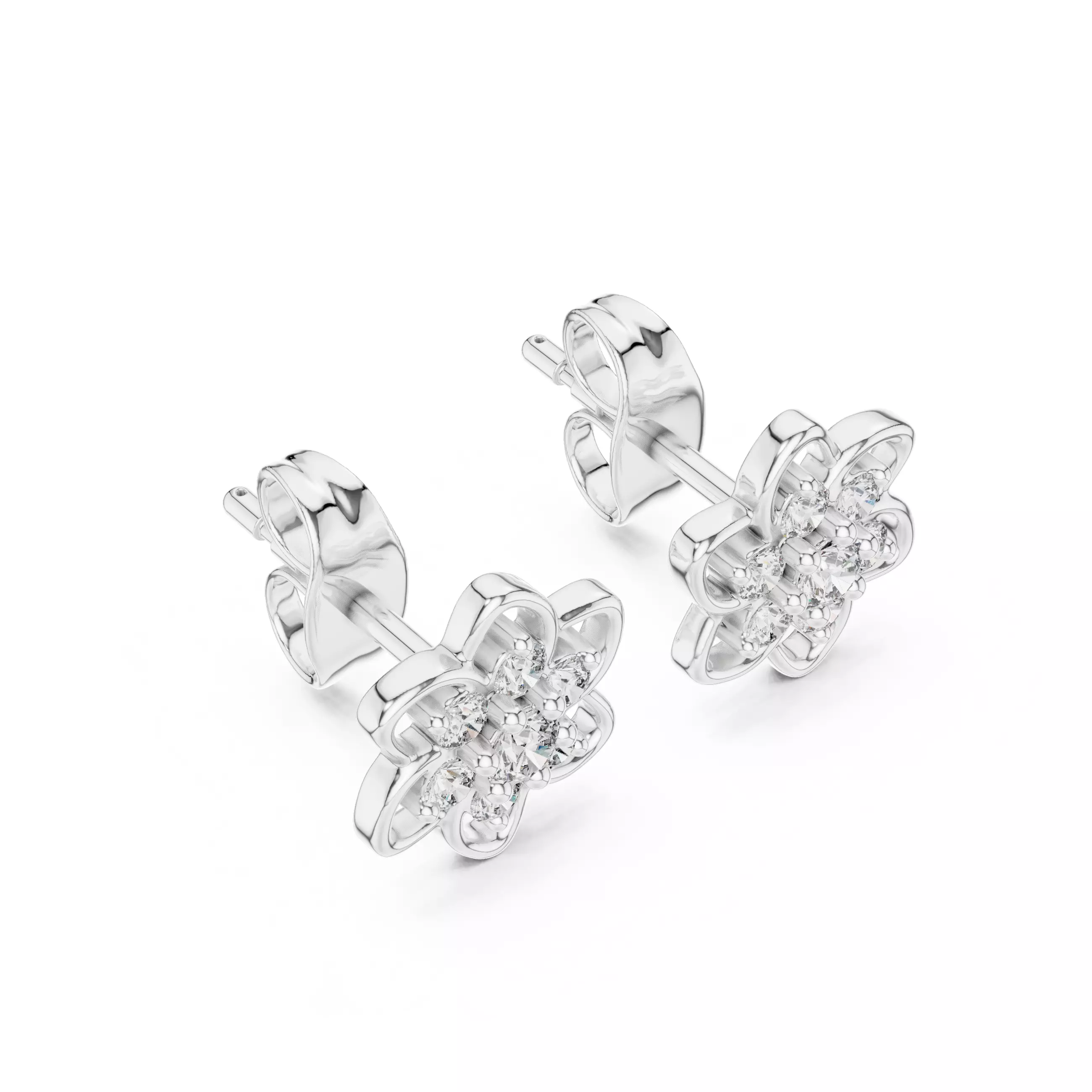 Diamond Studs Earrings 3dm stl renders details 360 animation 3D print model_7