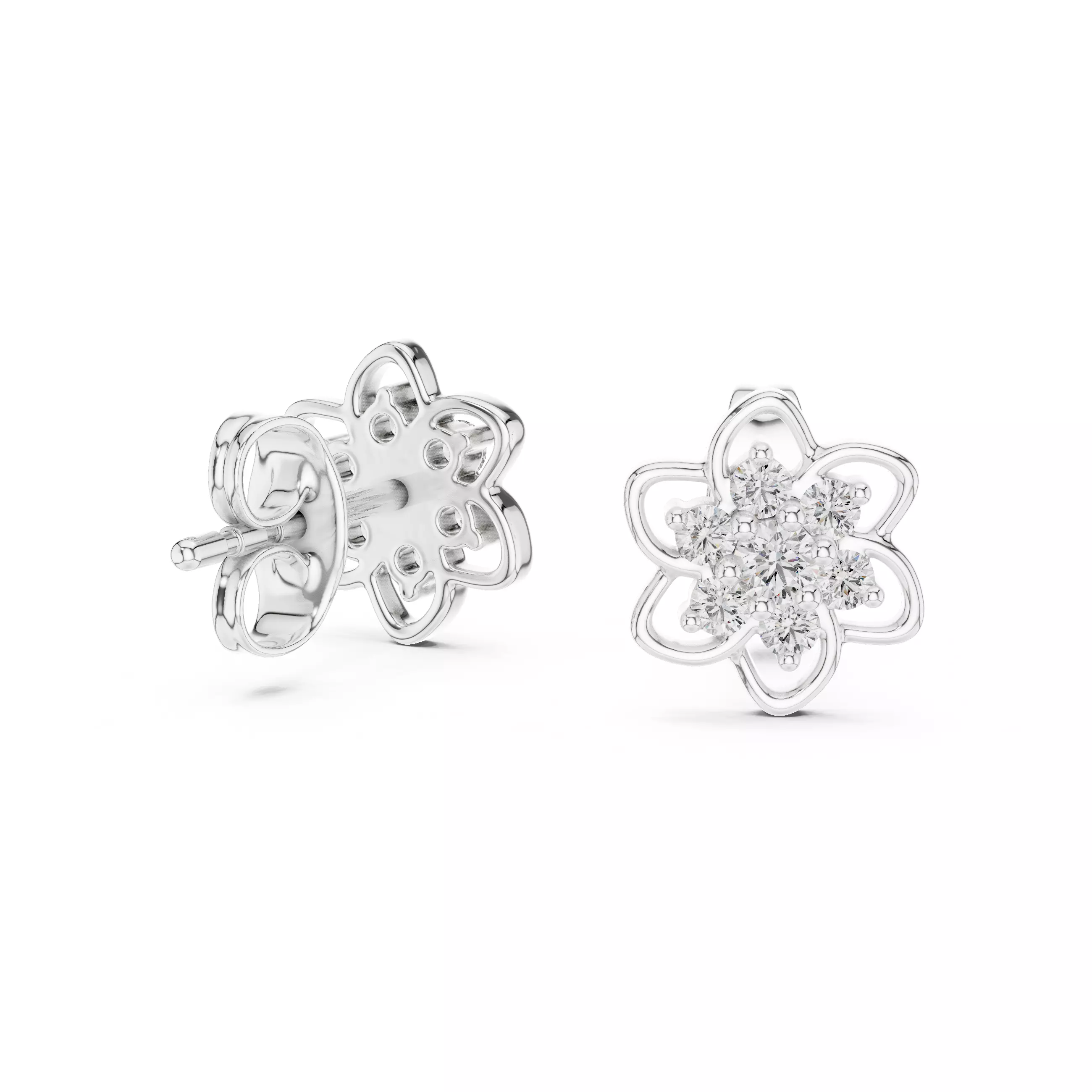 Diamond Studs Earrings 3dm stl renders details 360 animation 3D print model_6