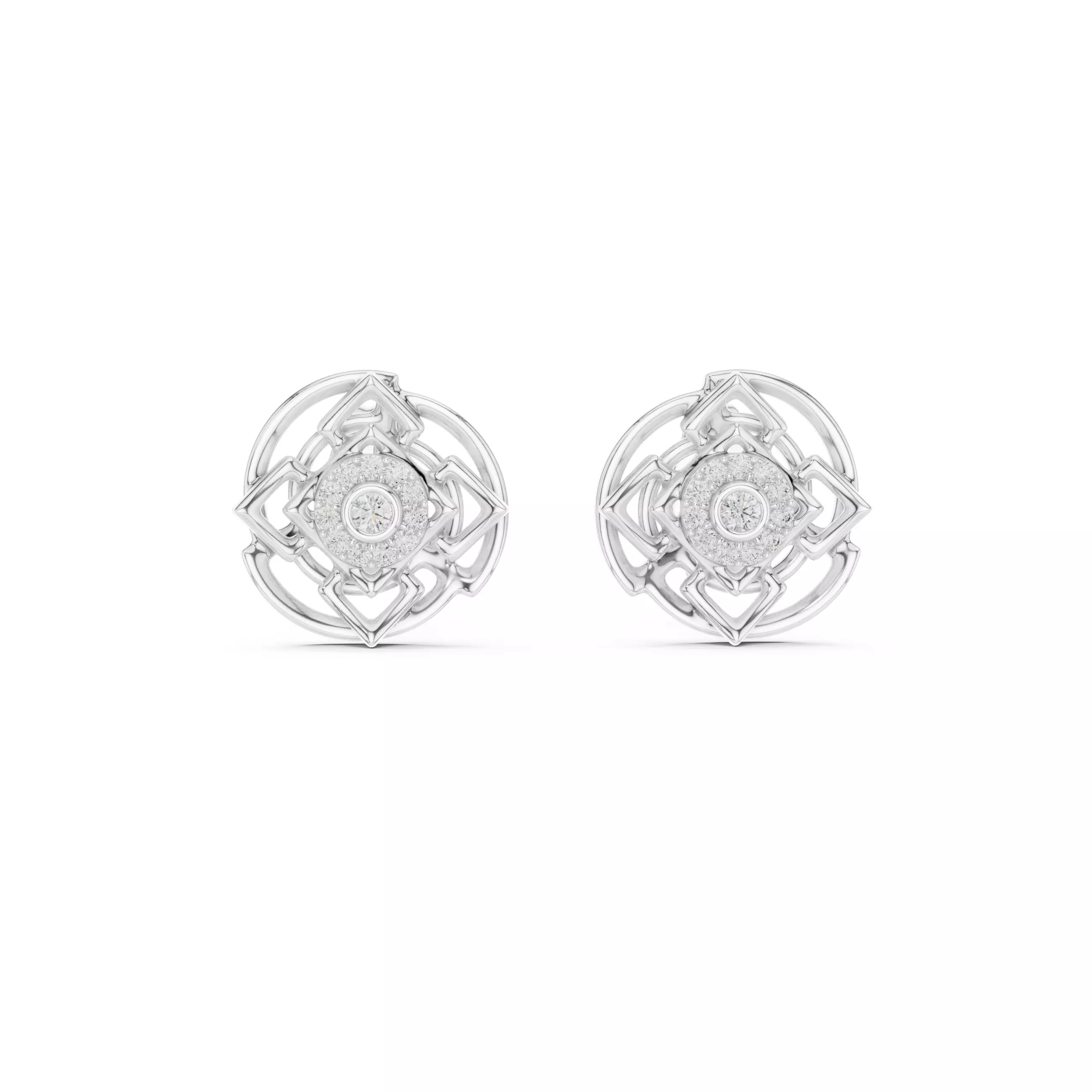 Diamond Studs Earrings 3dm stl renders details 360 animation  3D print model_9