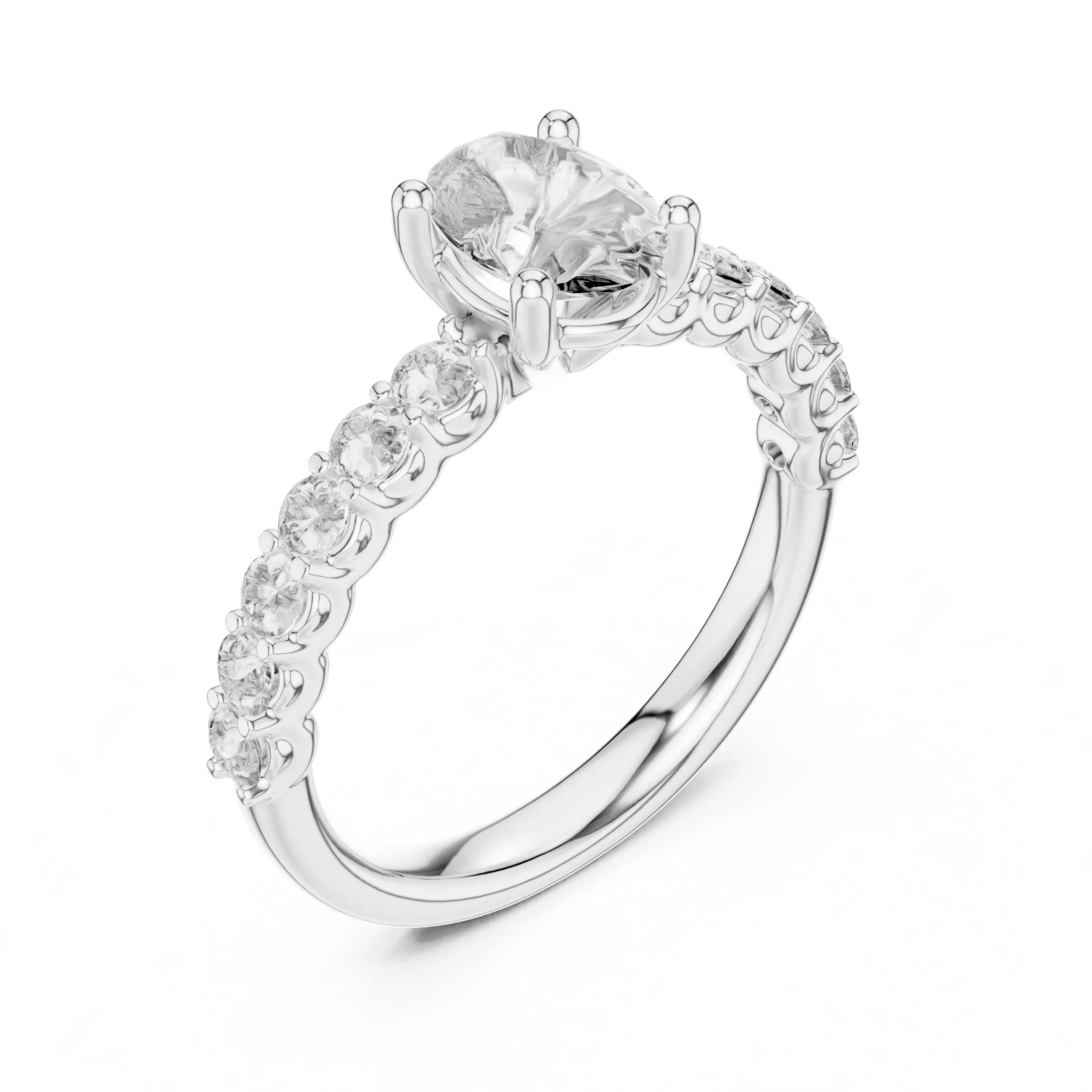 1CT Oval Cut Diamond Engagement Wedding Ring 3DM STL Video 3D print model_10