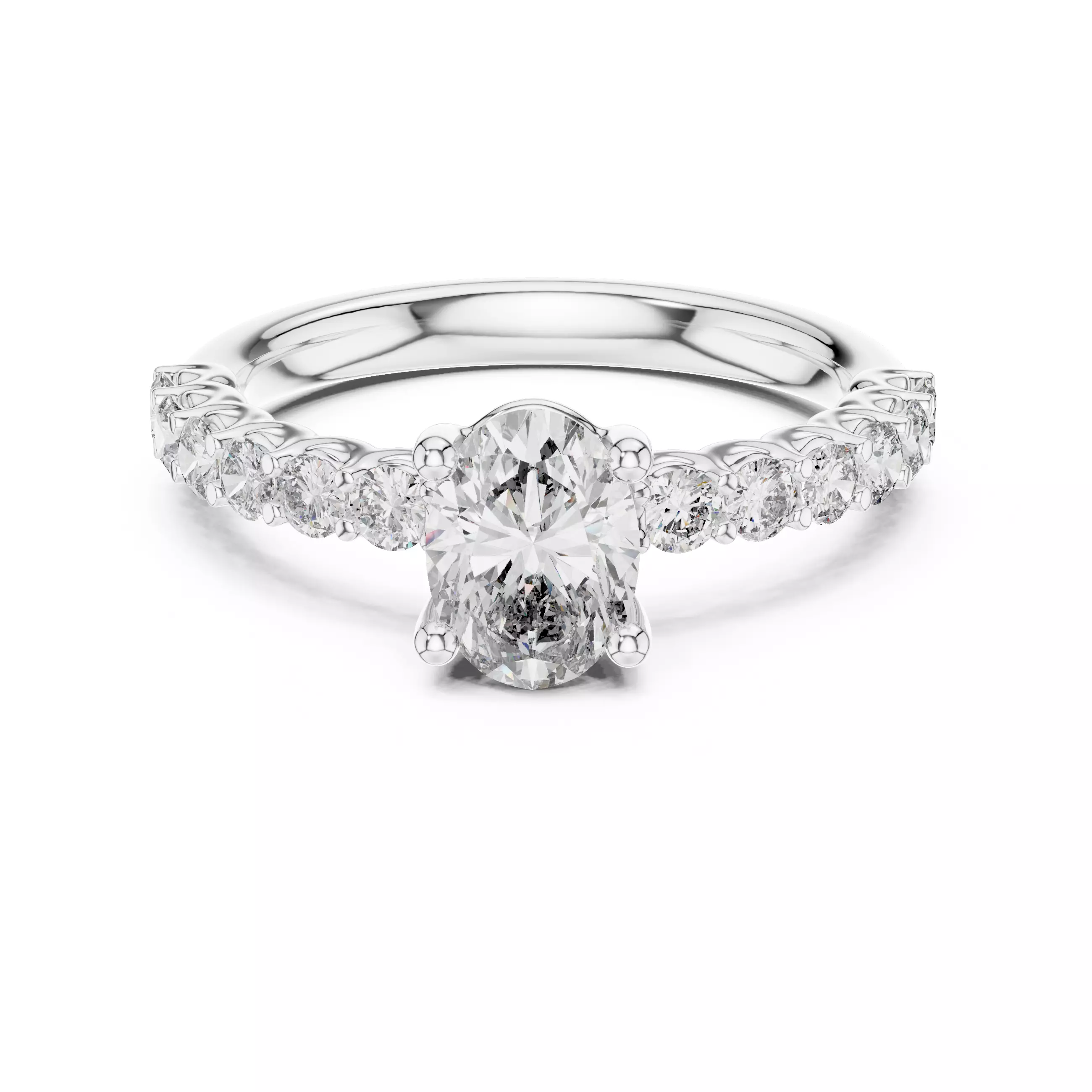 1CT Oval Cut Diamond Engagement Wedding Ring 3DM STL Video 3D print model_2