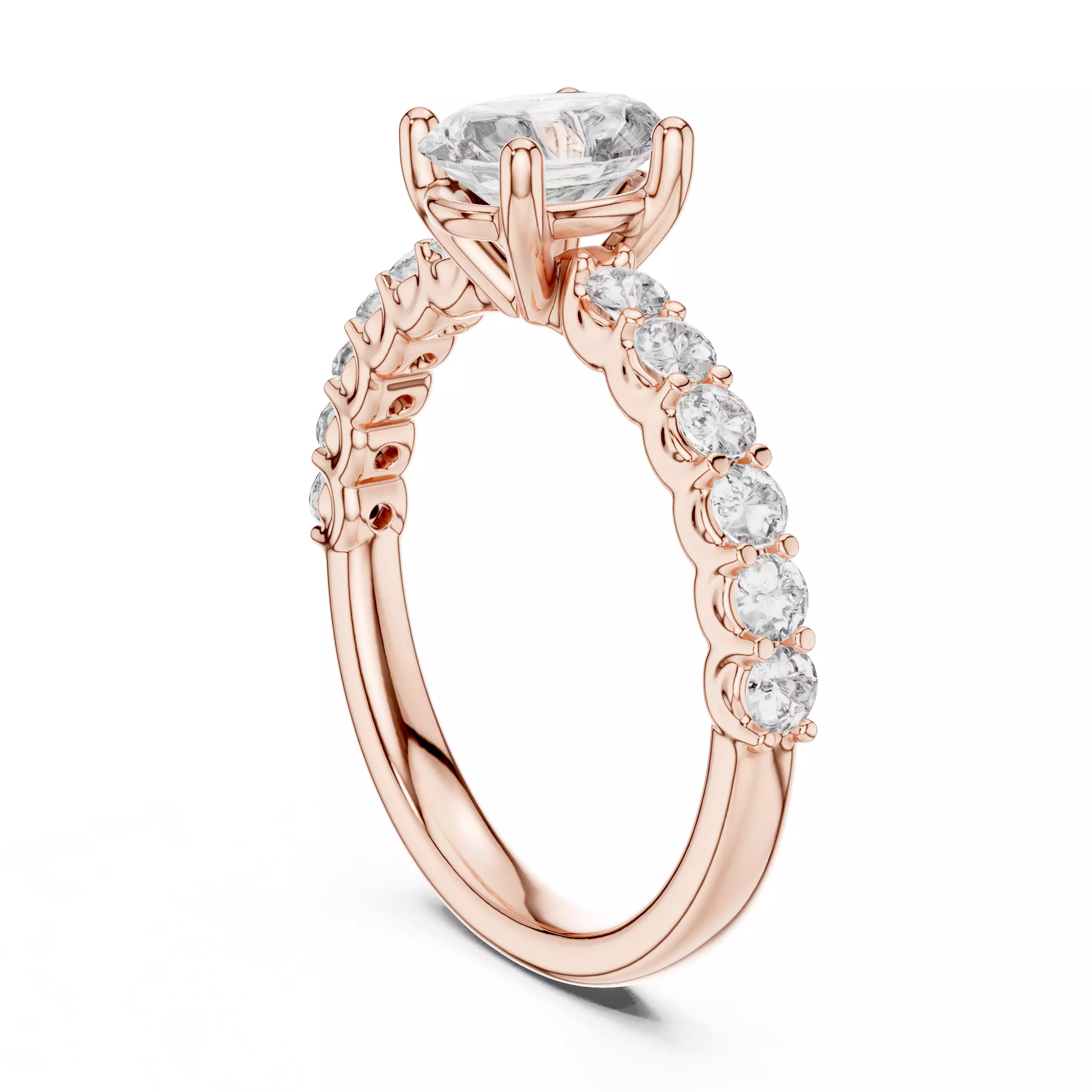 1CT Oval Cut Diamond Engagement Wedding Ring 3DM STL Video 3D print model_3