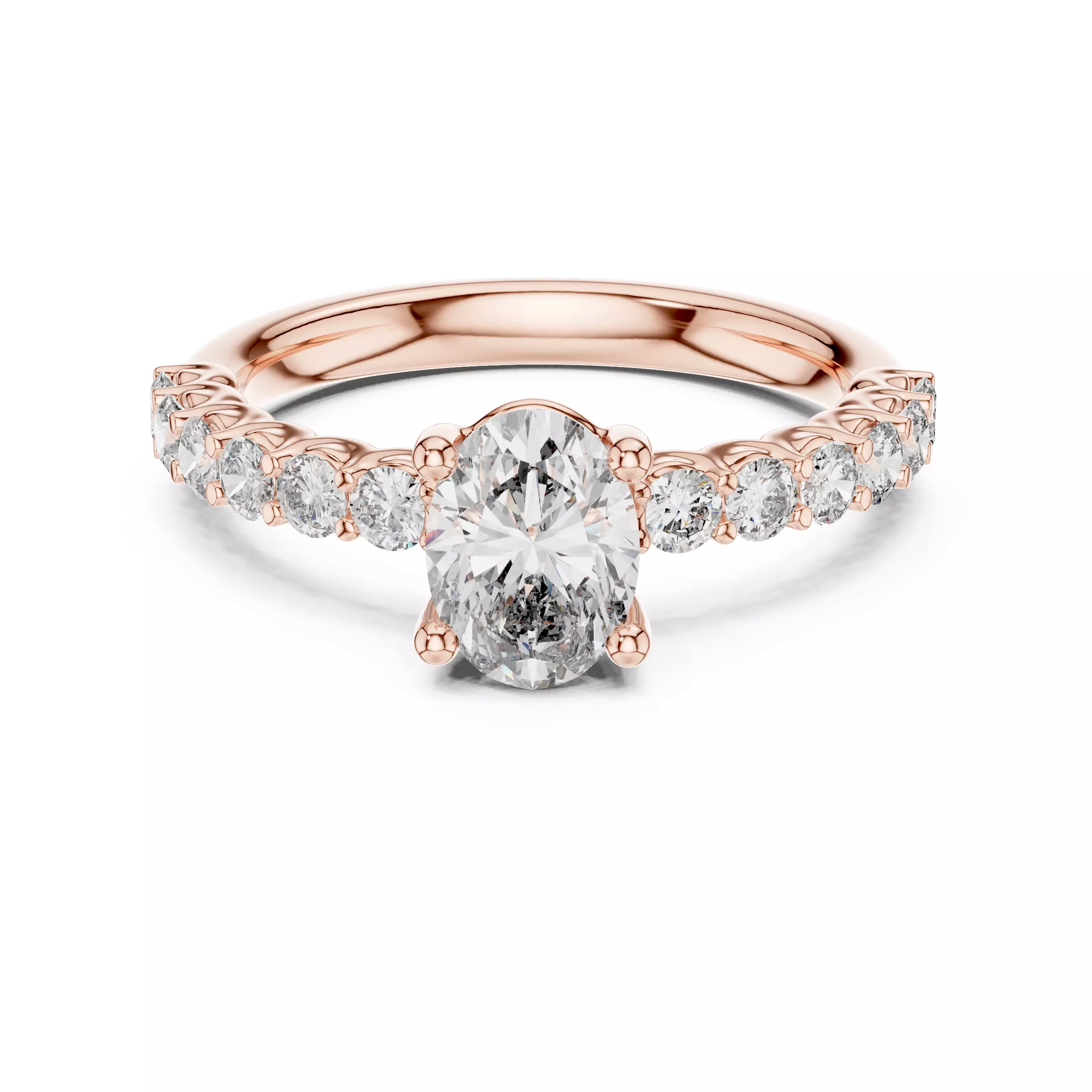 1CT Oval Cut Diamond Engagement Wedding Ring 3DM STL Video 3D print model_0