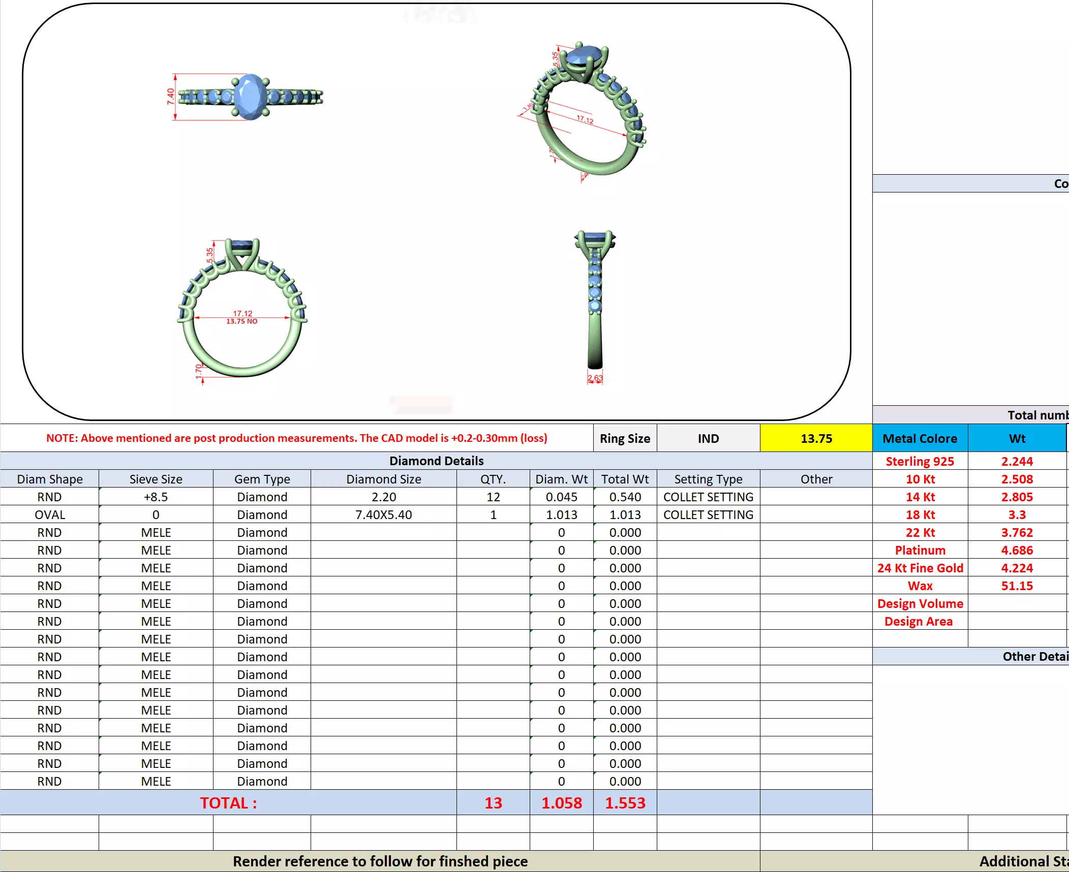 1CT Oval Cut Diamond Engagement Wedding Ring 3DM STL Video 3D print model_13