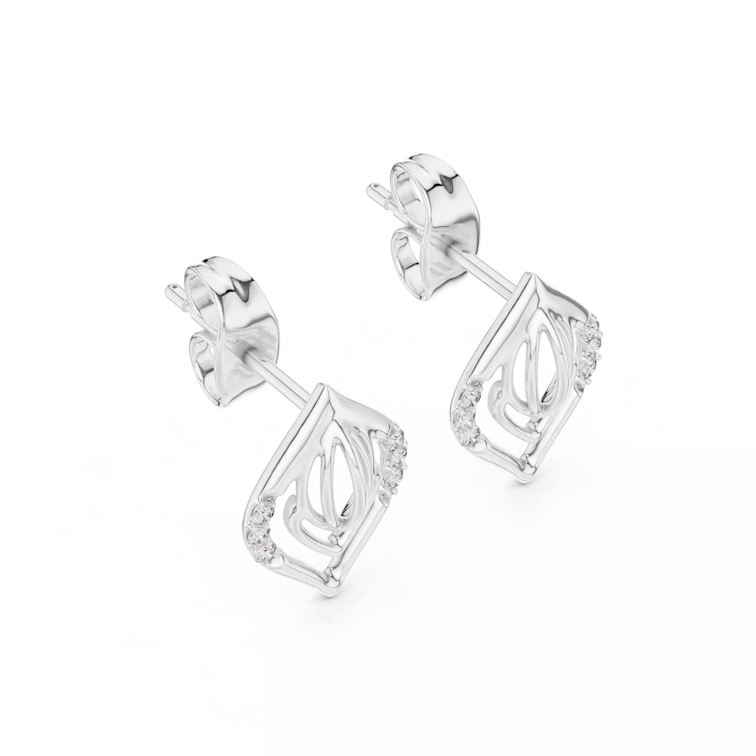 Diamond Studs Earrings 3dm stl renders details 360 animation 3D print model_7