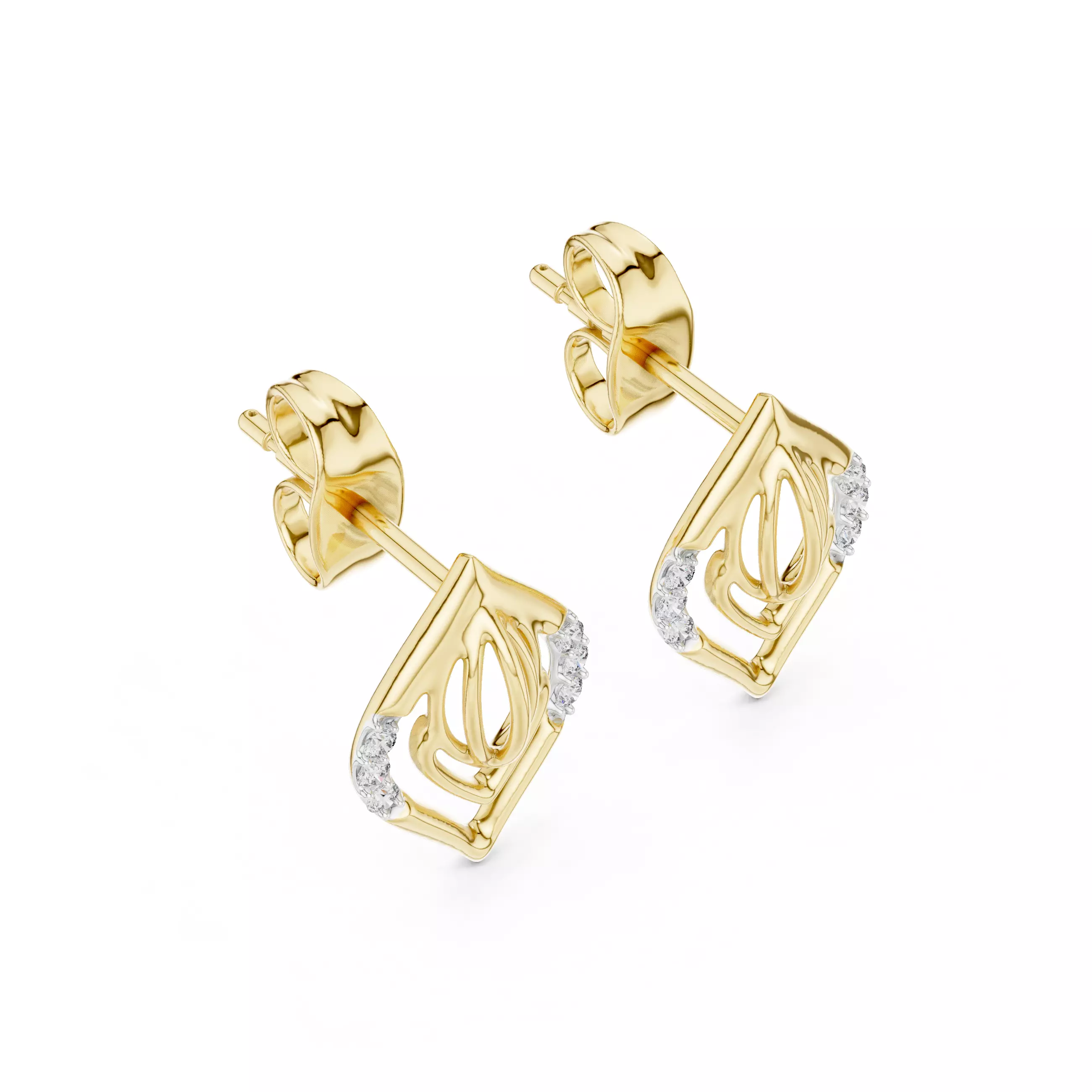 Diamond Studs Earrings 3dm stl renders details 360 animation 3D print model_11