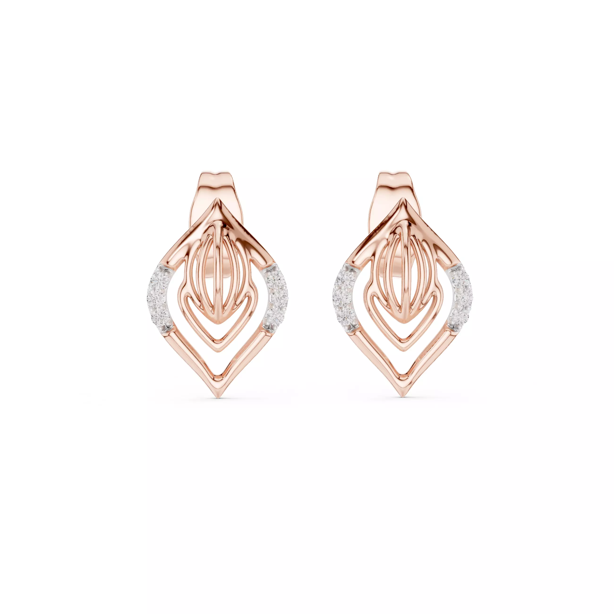 Diamond Studs Earrings 3dm stl renders details 360 animation 3D print model_0