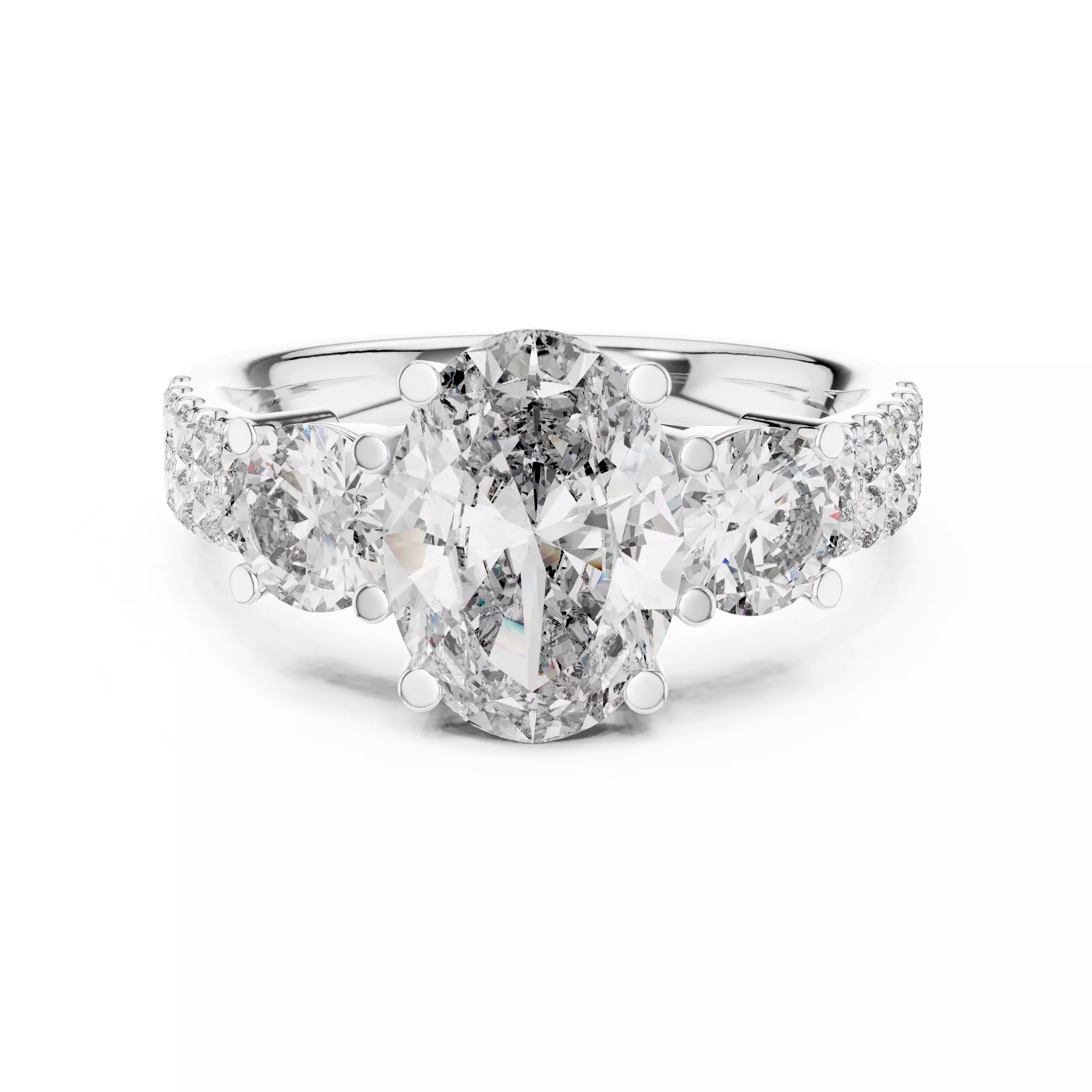 2CT Oval And Round Cut Engagement Wedding Ring 3DM STL Video 3D print model_2