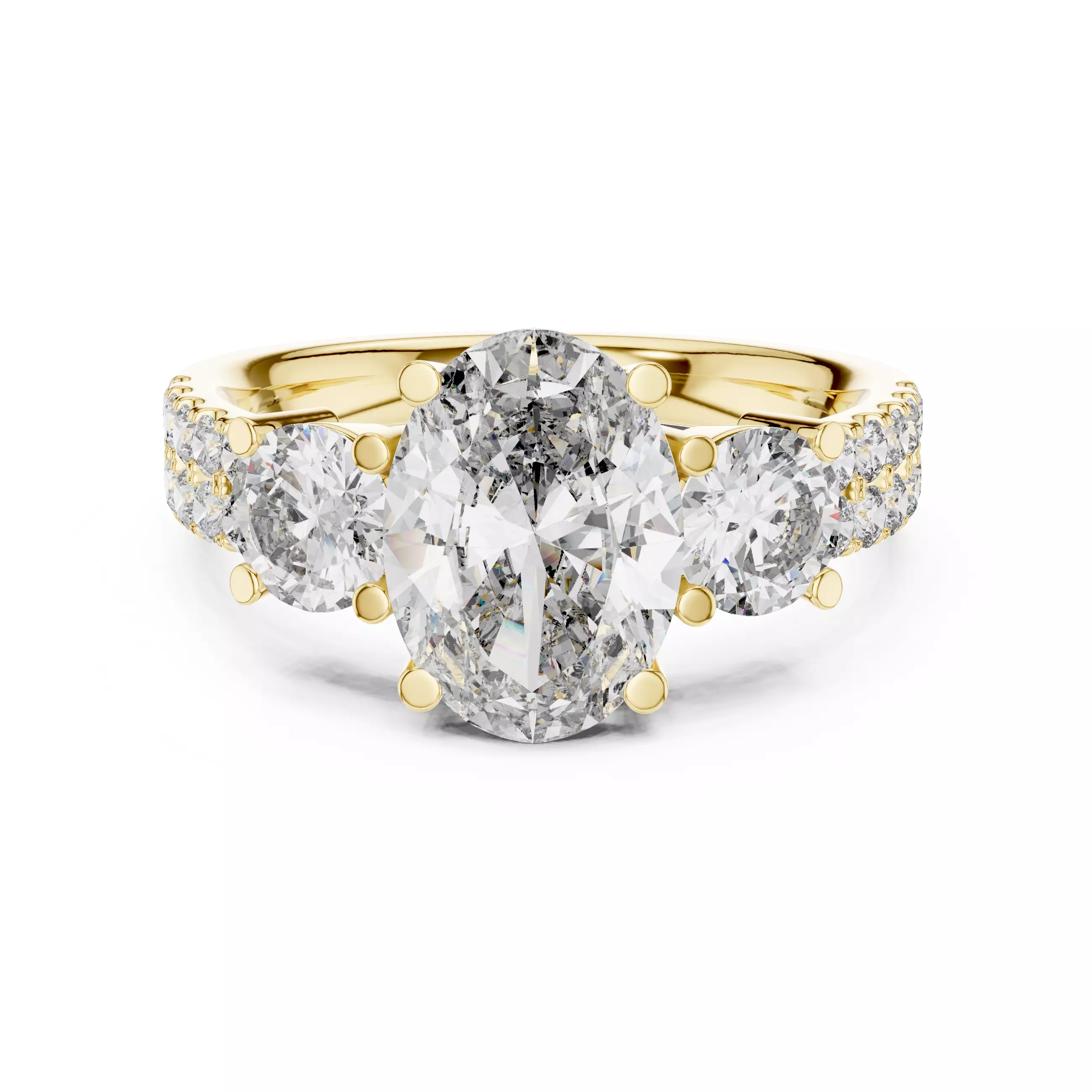 2CT Oval And Round Cut Engagement Wedding Ring 3DM STL Video 3D print model_1