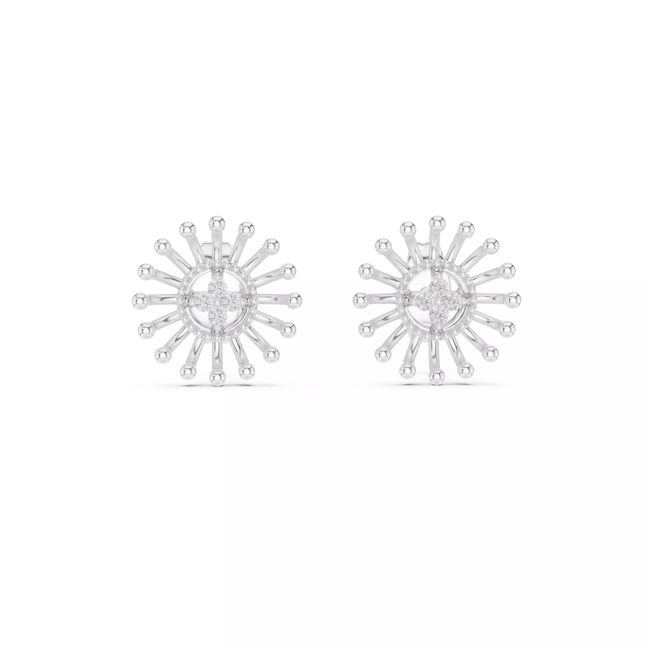 Diamond Studs Earrings 3dm stl renders details 360 animation  3D print model_9