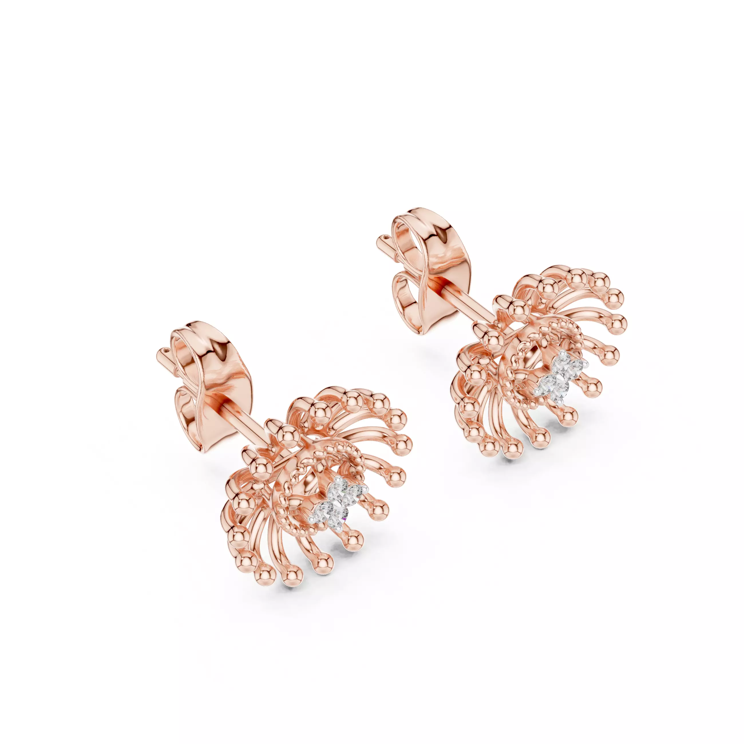 Diamond Studs Earrings 3dm stl renders details 360 animation  3D print model_4