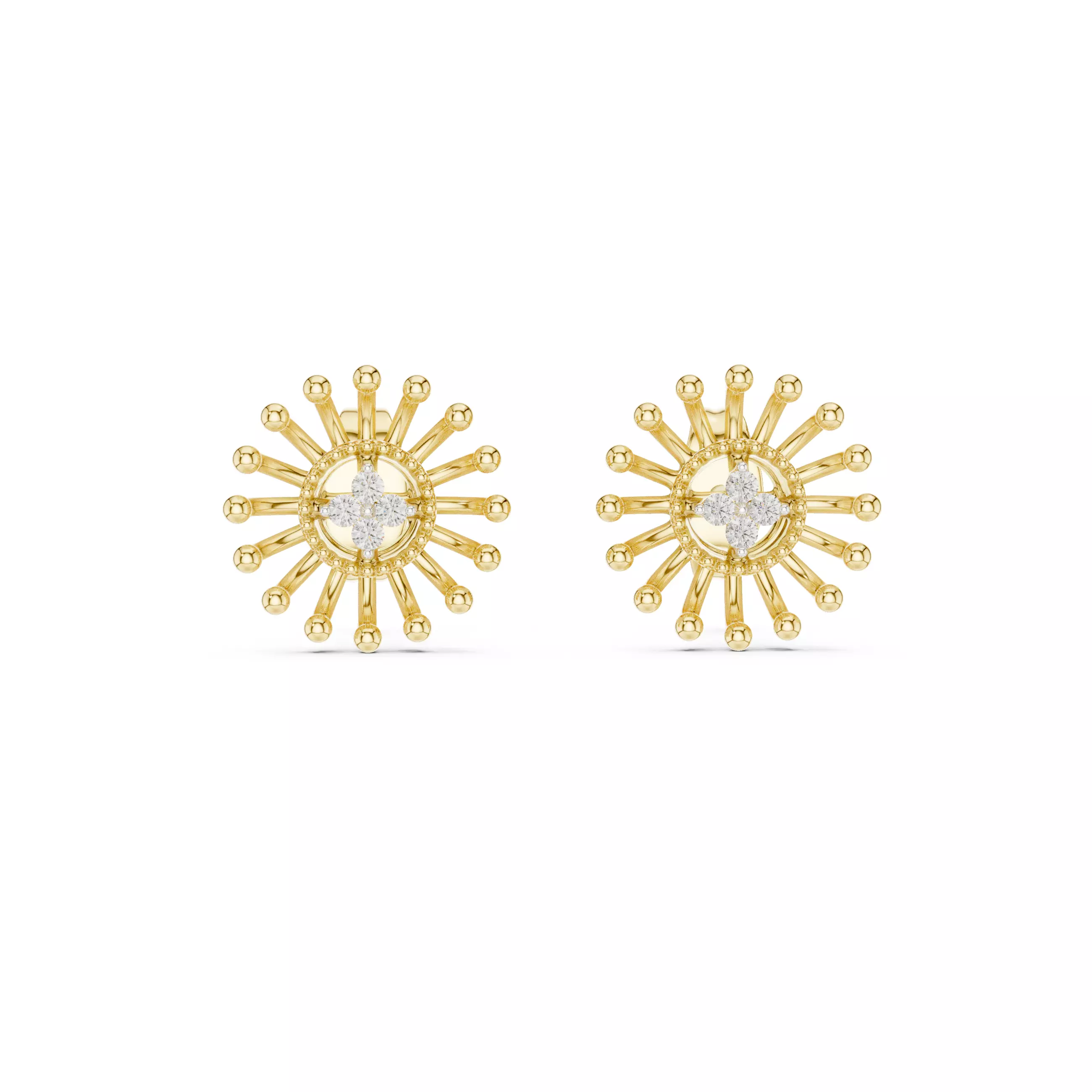 Diamond Studs Earrings 3dm stl renders details 360 animation  3D print model_13
