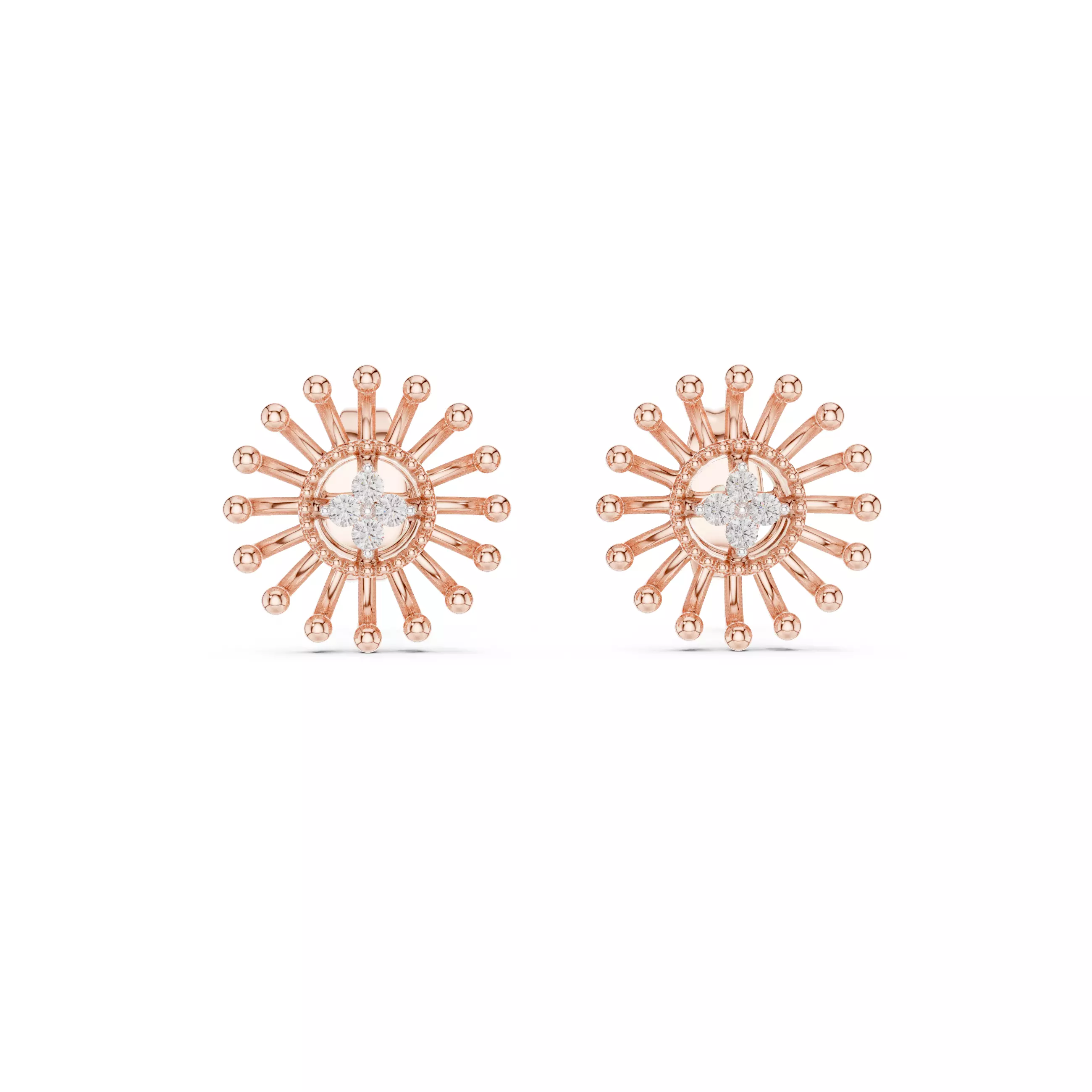 Diamond Studs Earrings 3dm stl renders details 360 animation  3D print model_0