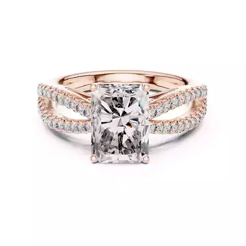 Radiant Cut Split Shank Engagement Wedding Ring 3DM STL Video