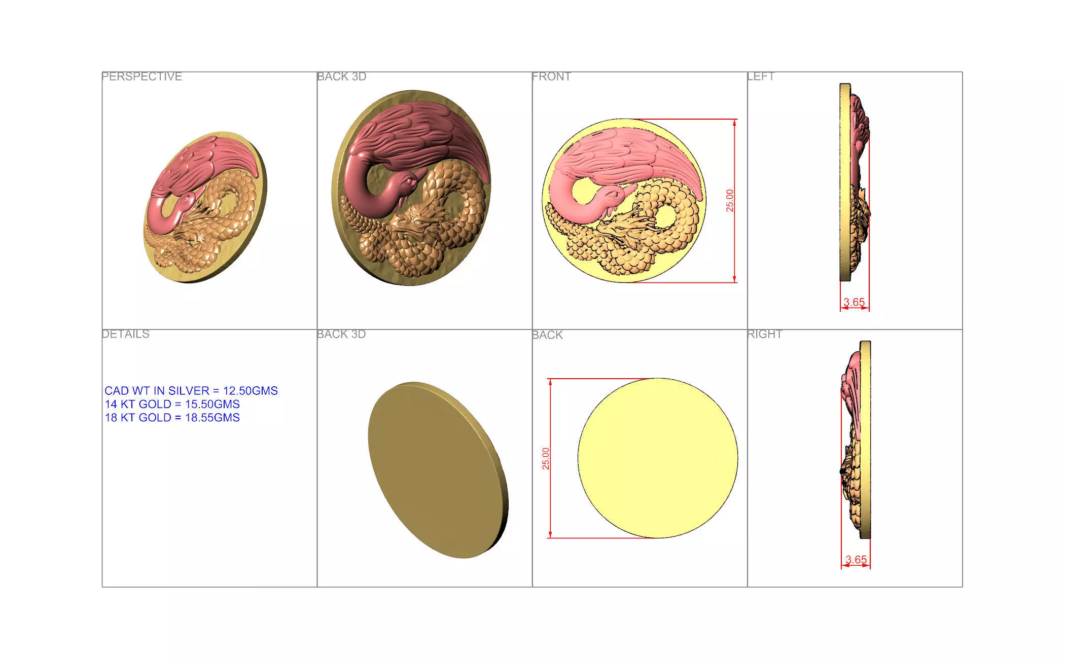 duck dragon coin for multiple use 3D print model_3