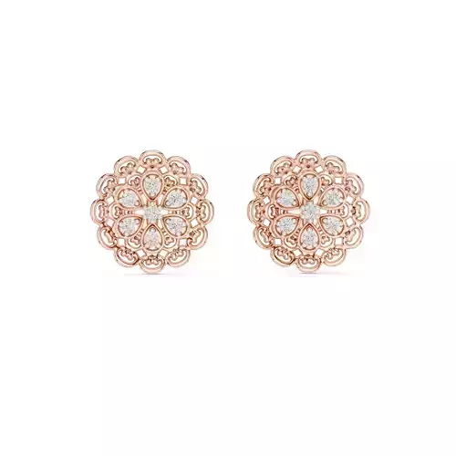 Diamond Studs Earrings 3dm stl renders details 360 animation 