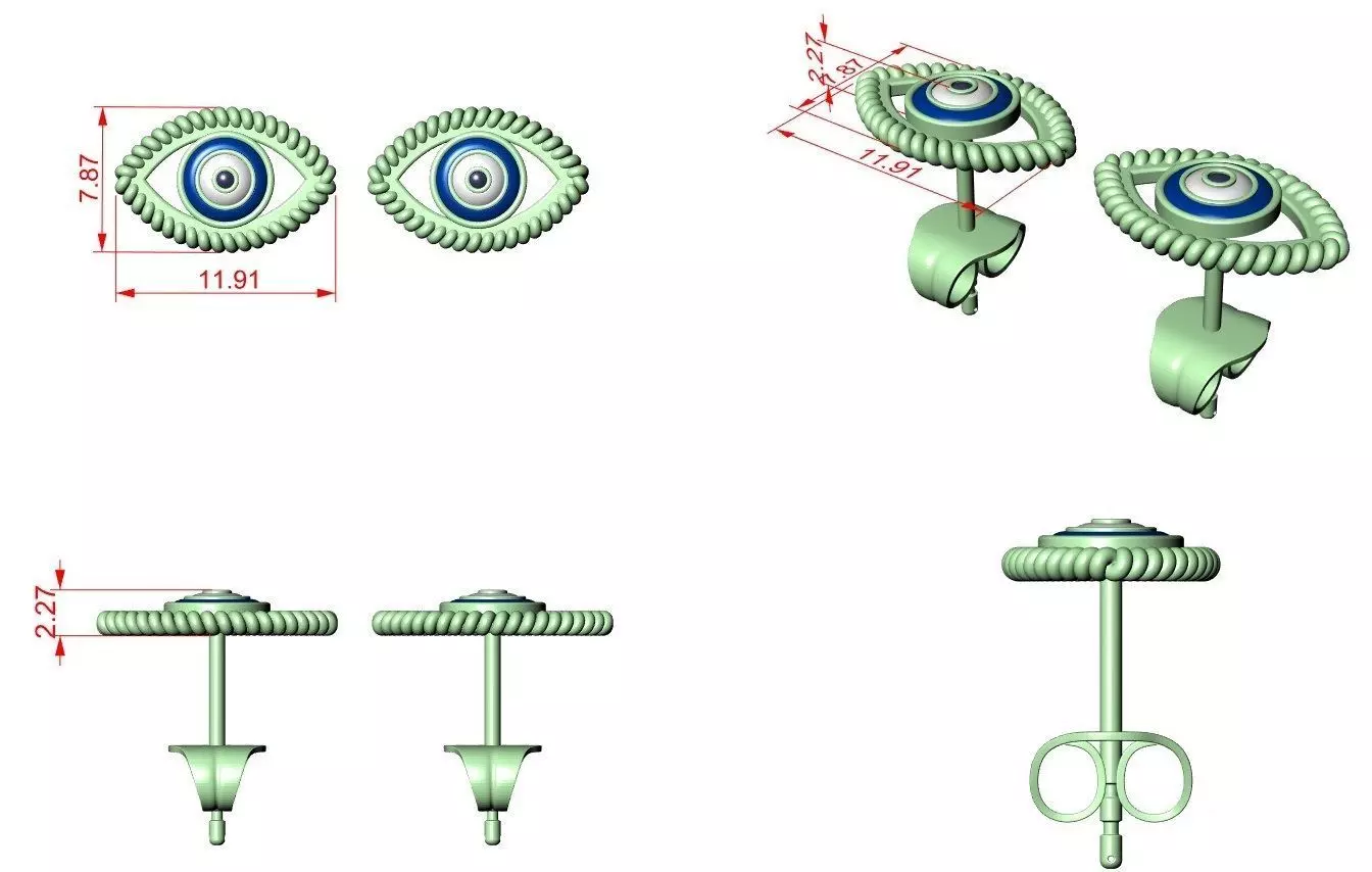 Diamond Studs Earrings 3dm stl renders details 360 animation 3D print model_2