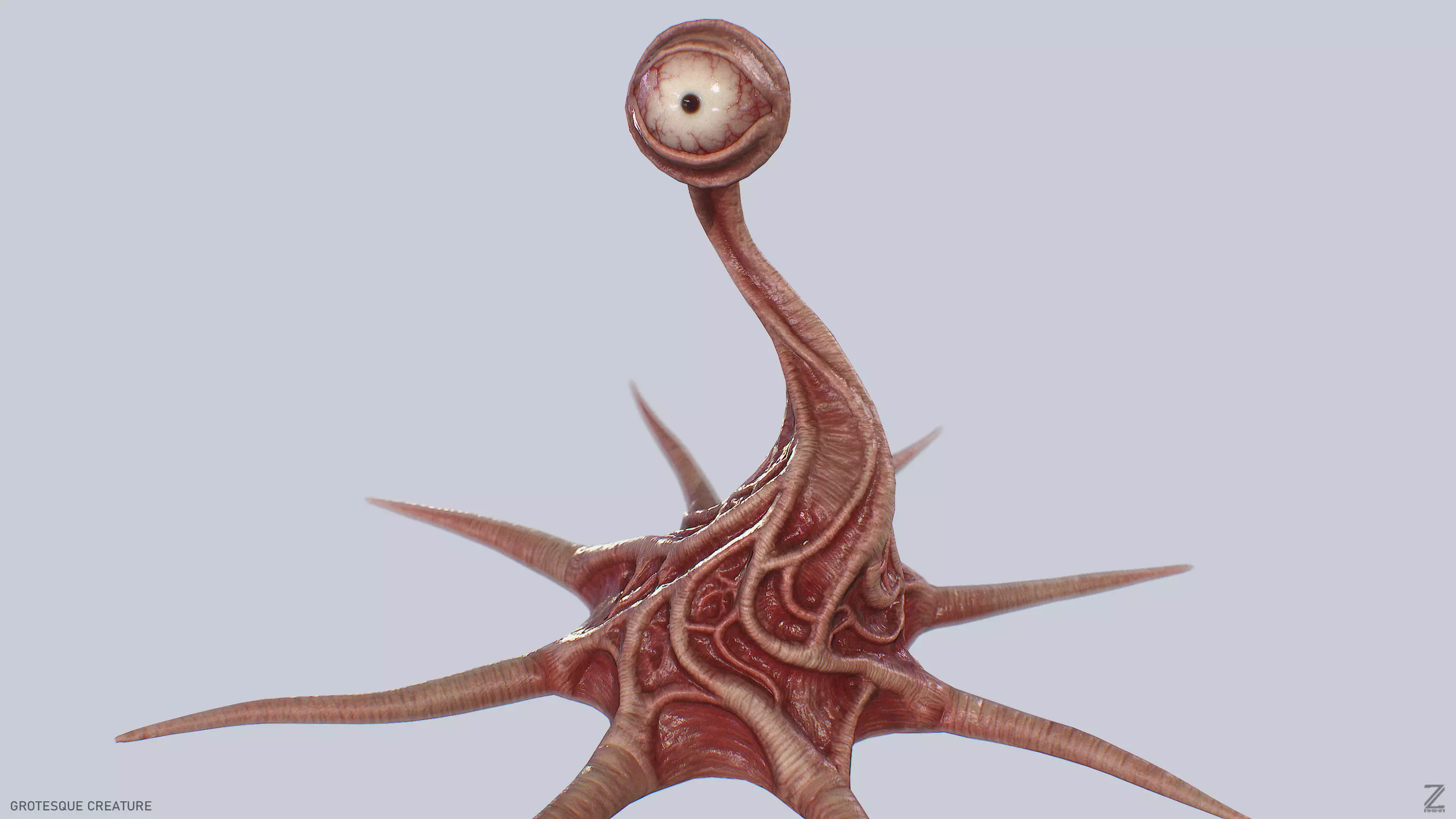 Grotesque creature Low-poly 3D model_2