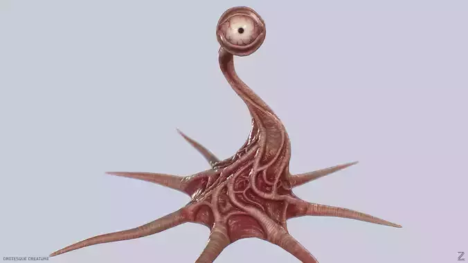 Grotesque creature Low-poly 3D model