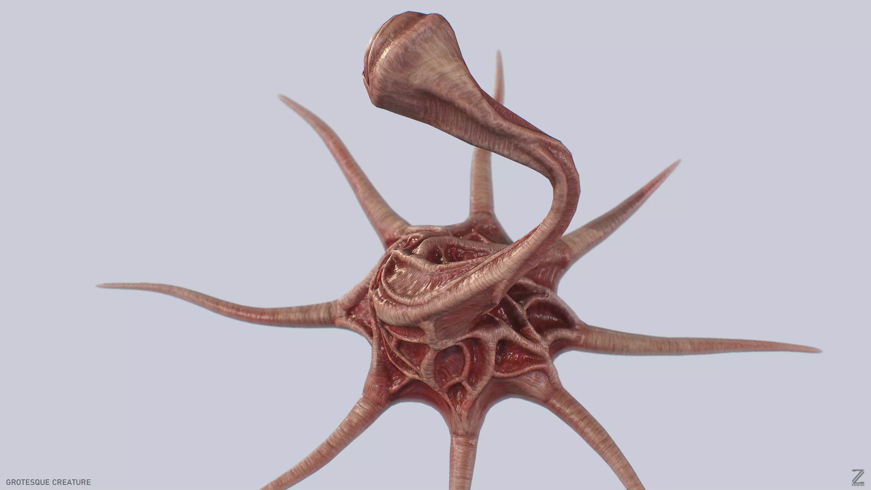 Grotesque creature Low-poly 3D model_8