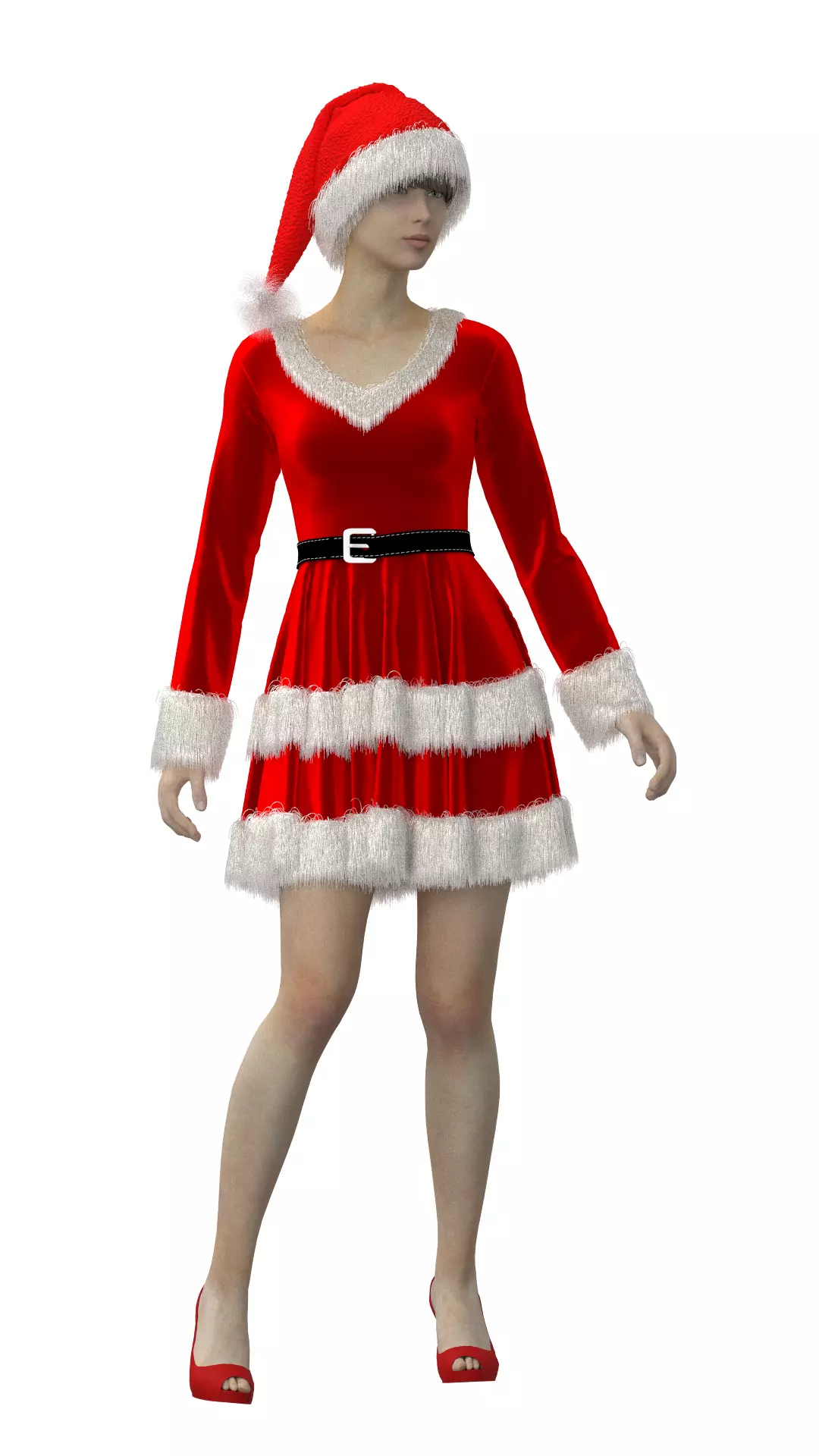 christmass dress Marvelous Designer or Clo3D ZPRJ 3D model_2