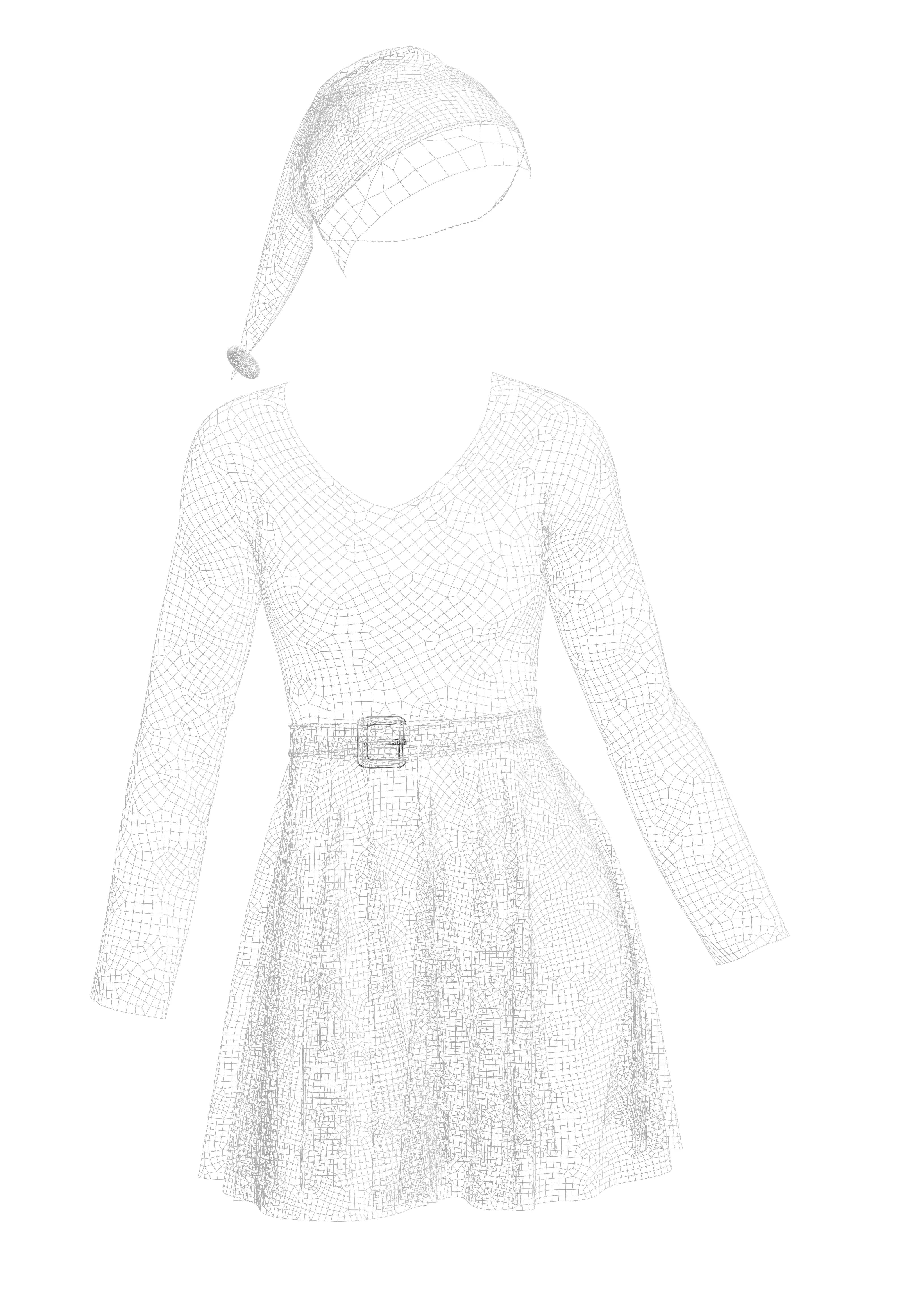 christmass dress Marvelous Designer or Clo3D ZPRJ 3D model_6