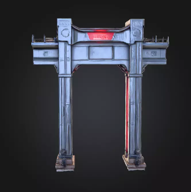 Cyberpunk Megastructure Bridge Low-poly 3D model_0