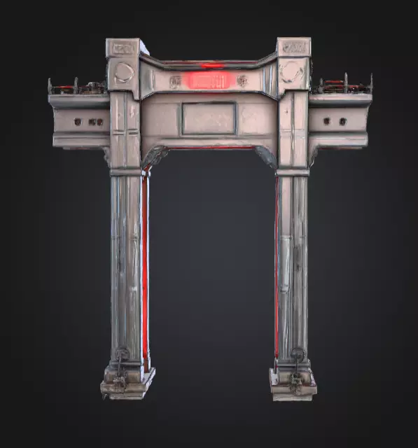 Cyberpunk Megastructure Bridge Low-poly 3D model_6