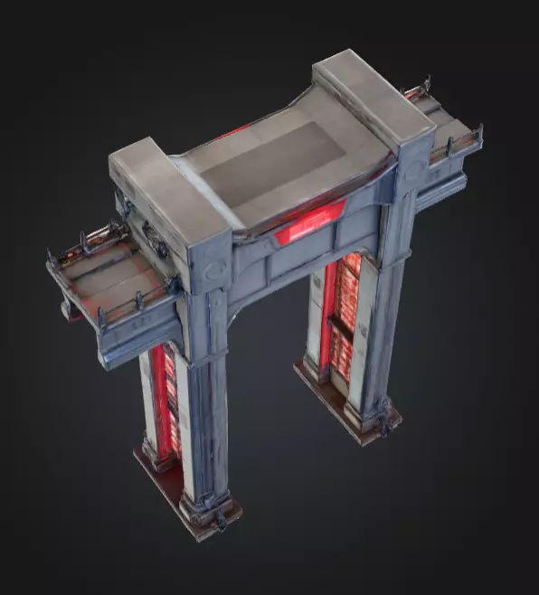 Cyberpunk Megastructure Bridge Low-poly 3D model_11