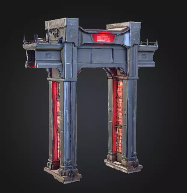 Cyberpunk Megastructure Bridge Low-poly 3D model_1