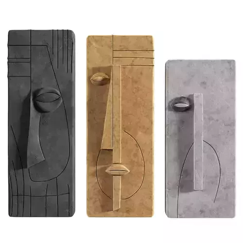 Minimalist Abstract Face Relief Wall Sculptures
