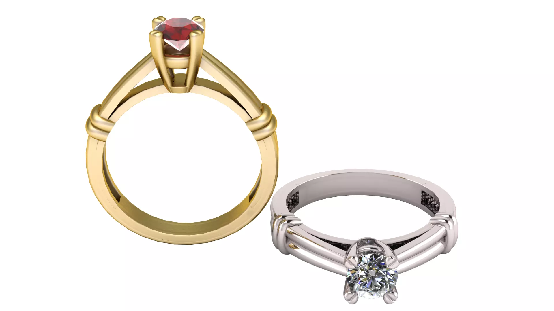 Gold Engagement Ring 3D print model