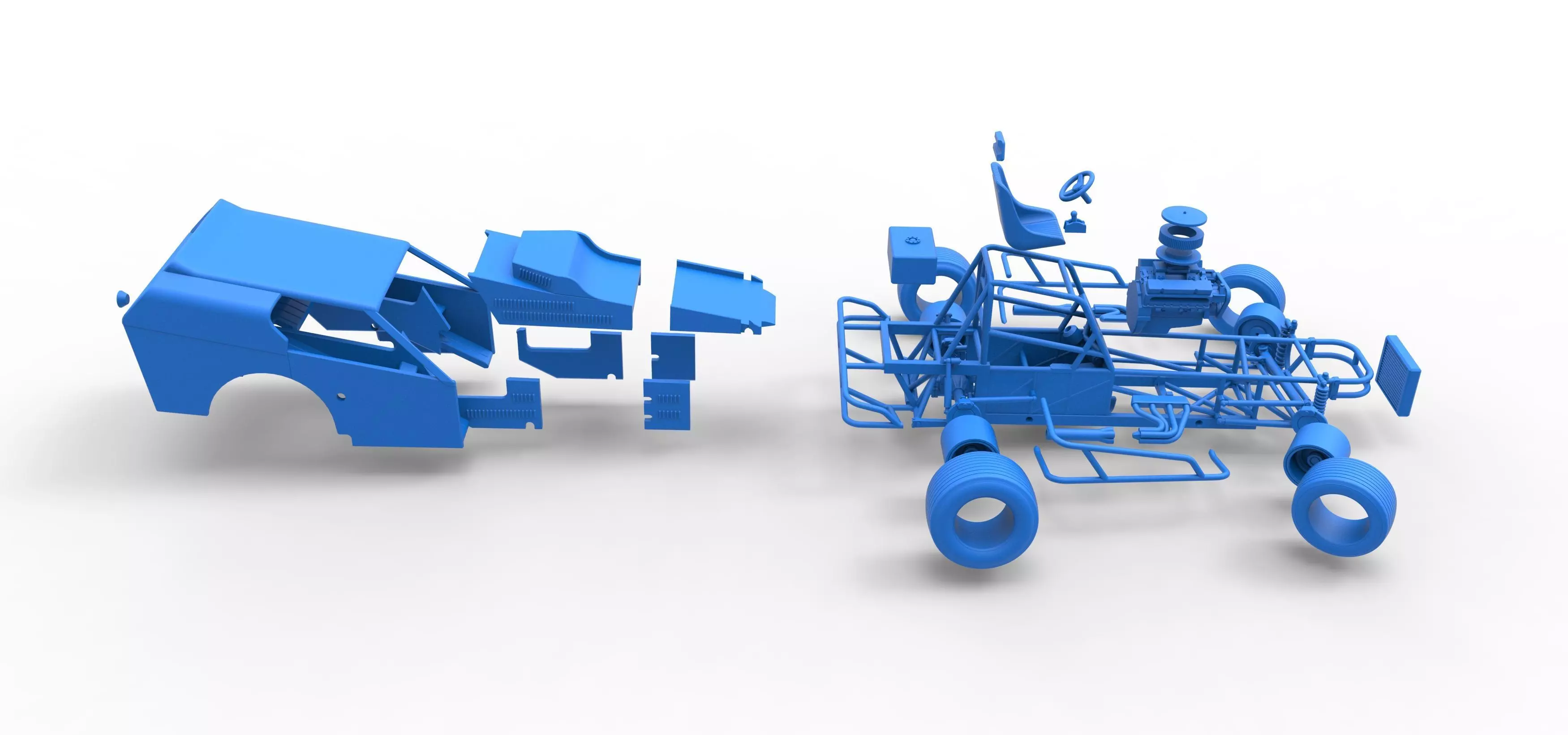 Vintage Dirt Modified stock car V3 while turning Scale 1 to 25 3D print model_65