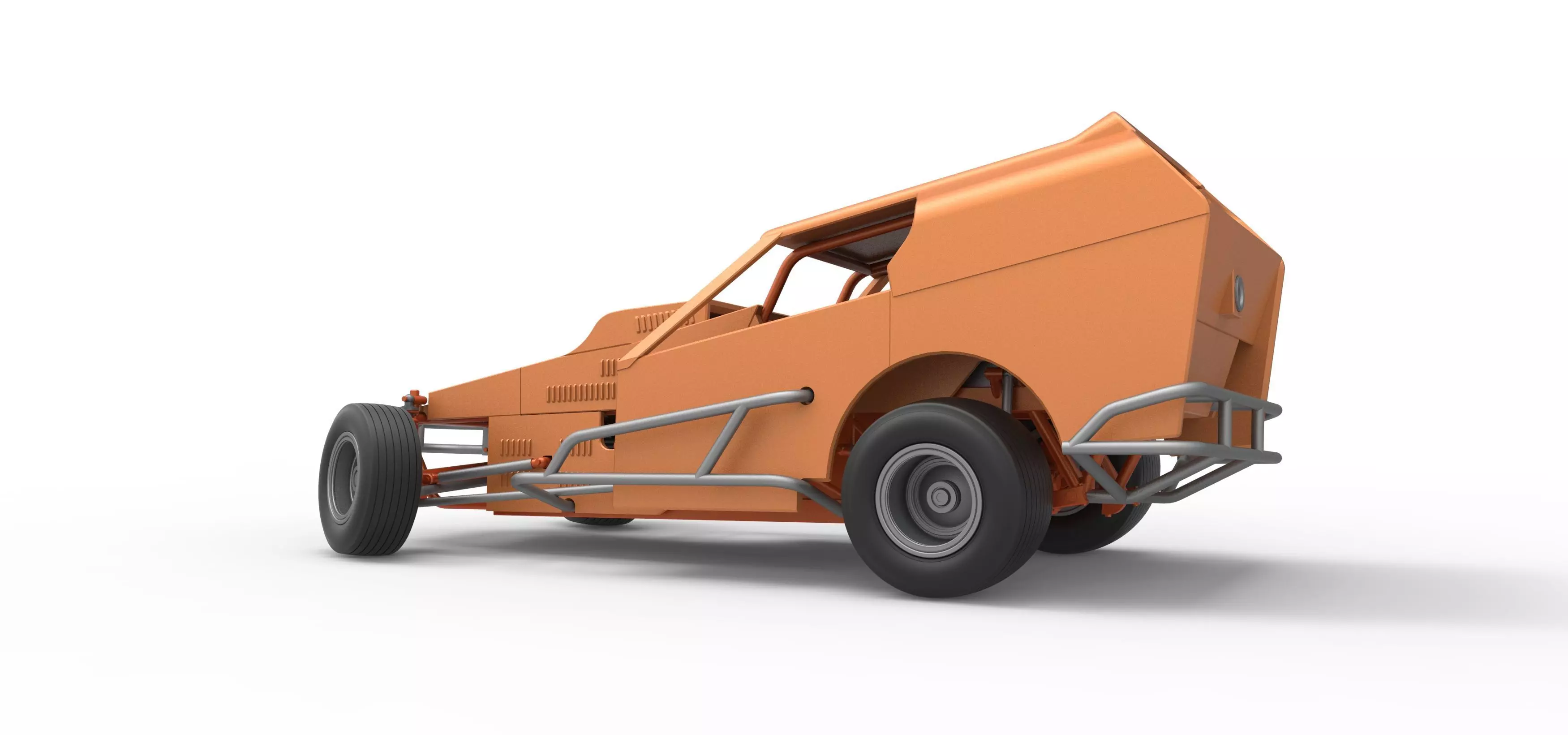 Vintage Dirt Modified stock car V3 while turning Scale 1 to 25 3D print model_13