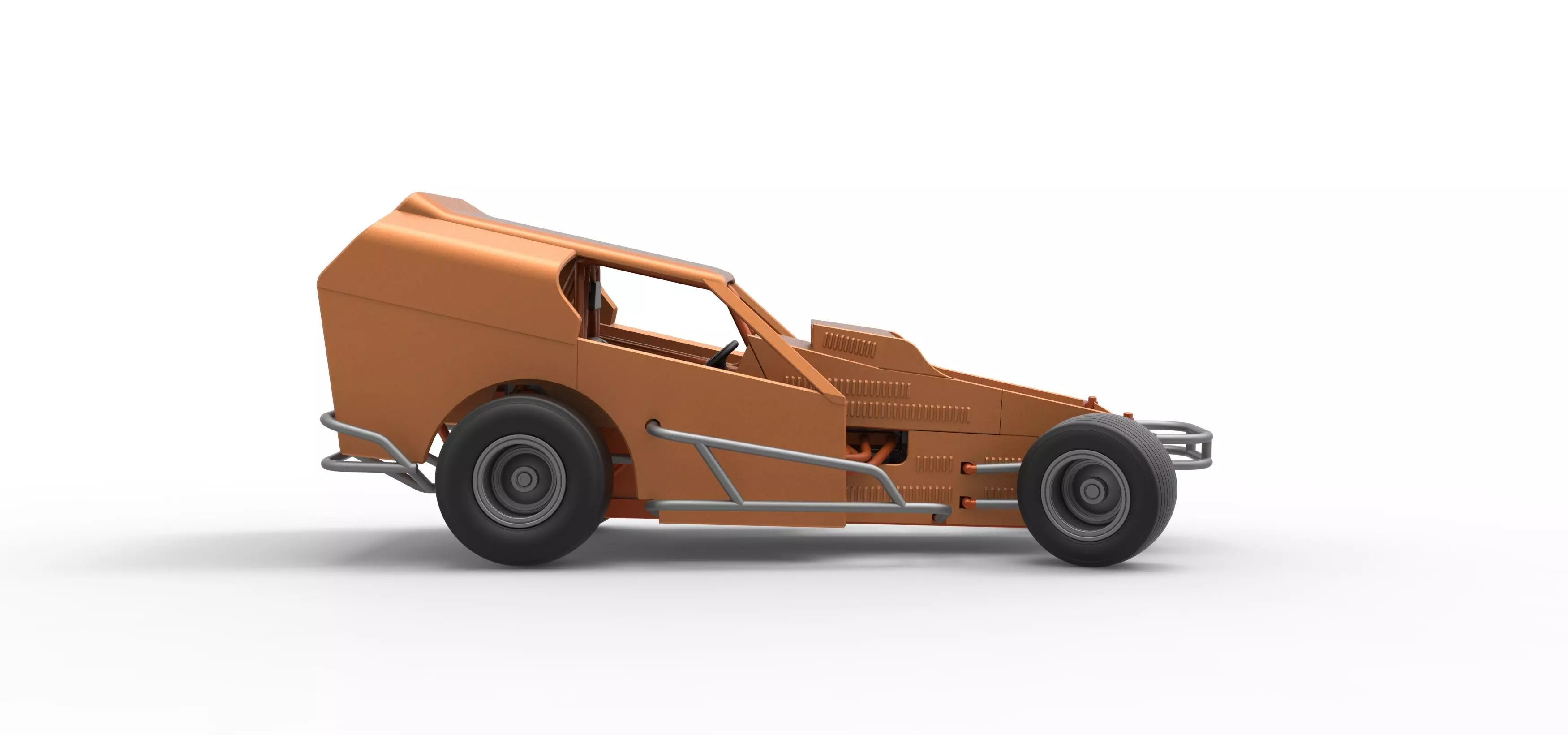 Vintage Dirt Modified stock car V3 while turning Scale 1 to 25 3D print model_22
