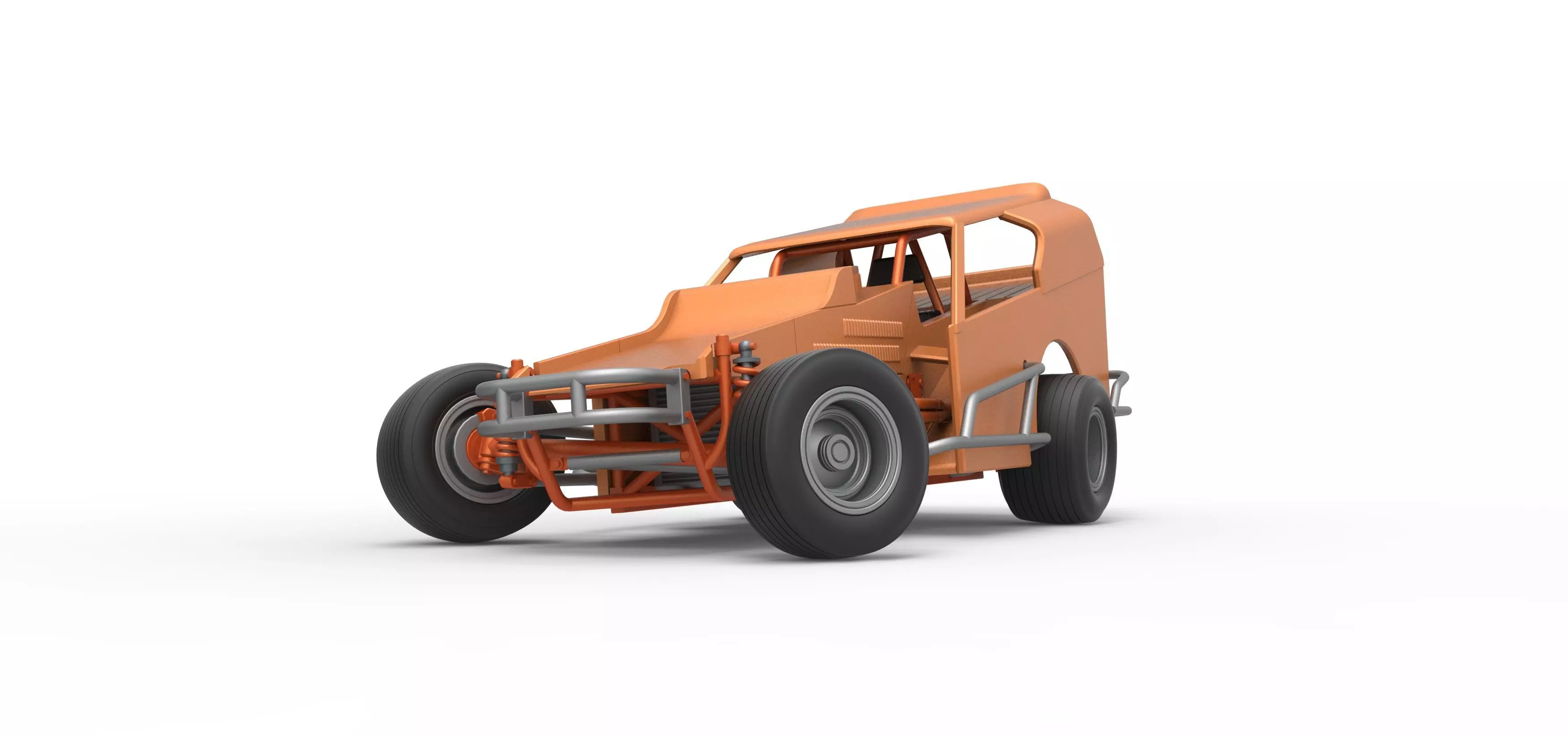 Vintage Dirt Modified stock car V3 while turning Scale 1 to 25 3D print model_6