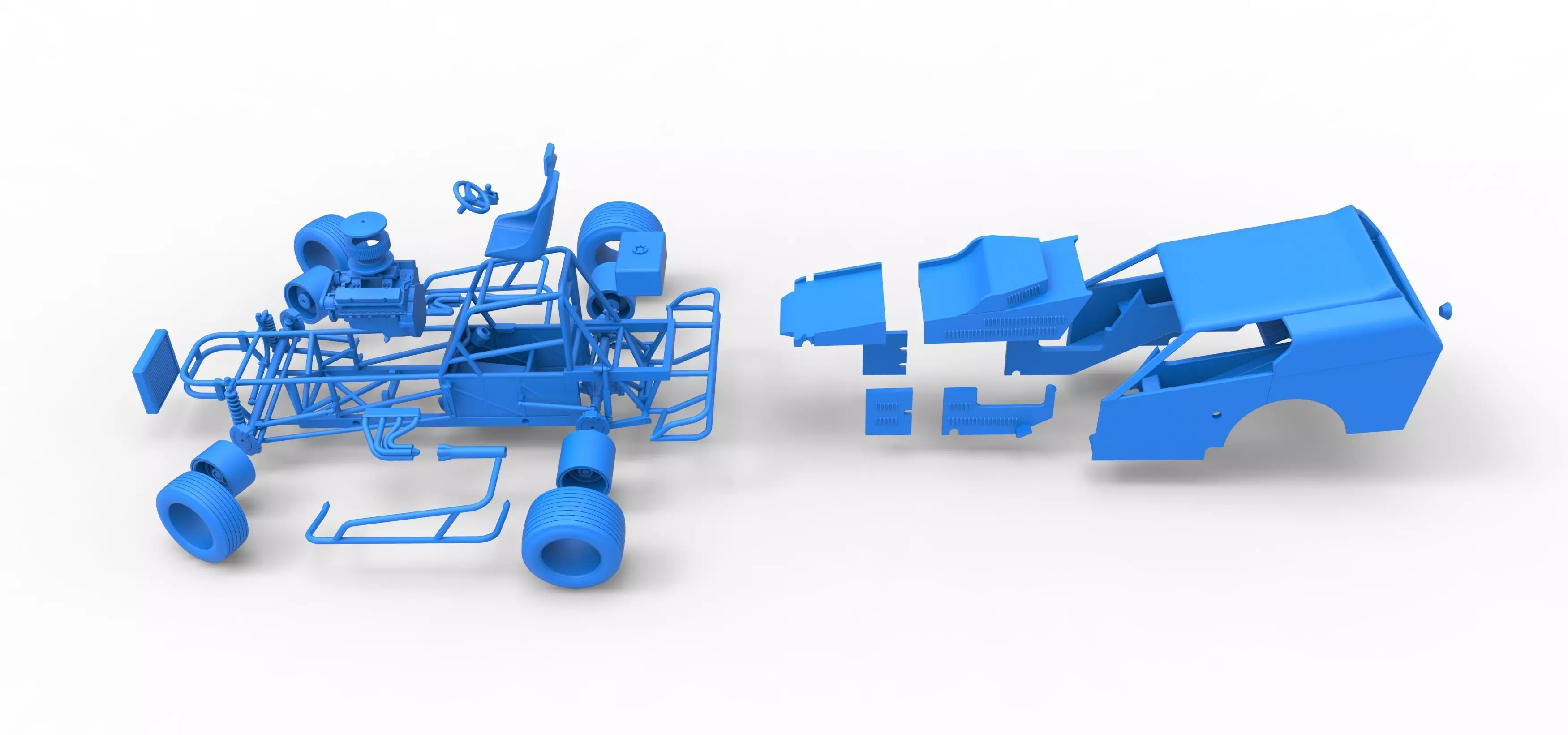 Vintage Dirt Modified stock car V3 while turning Scale 1 to 25 3D print model_60