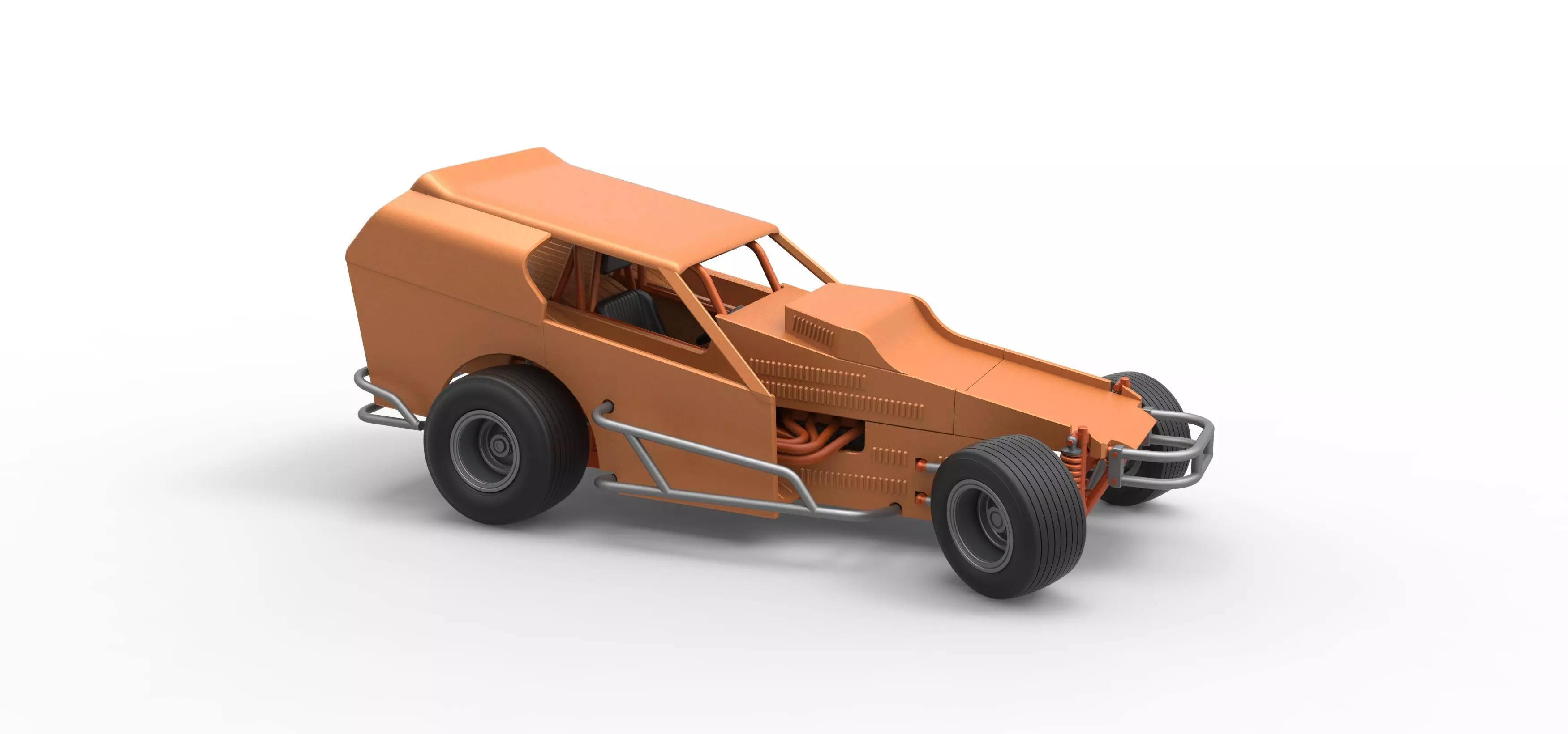 Vintage Dirt Modified stock car V3 while turning Scale 1 to 25 3D print model_24