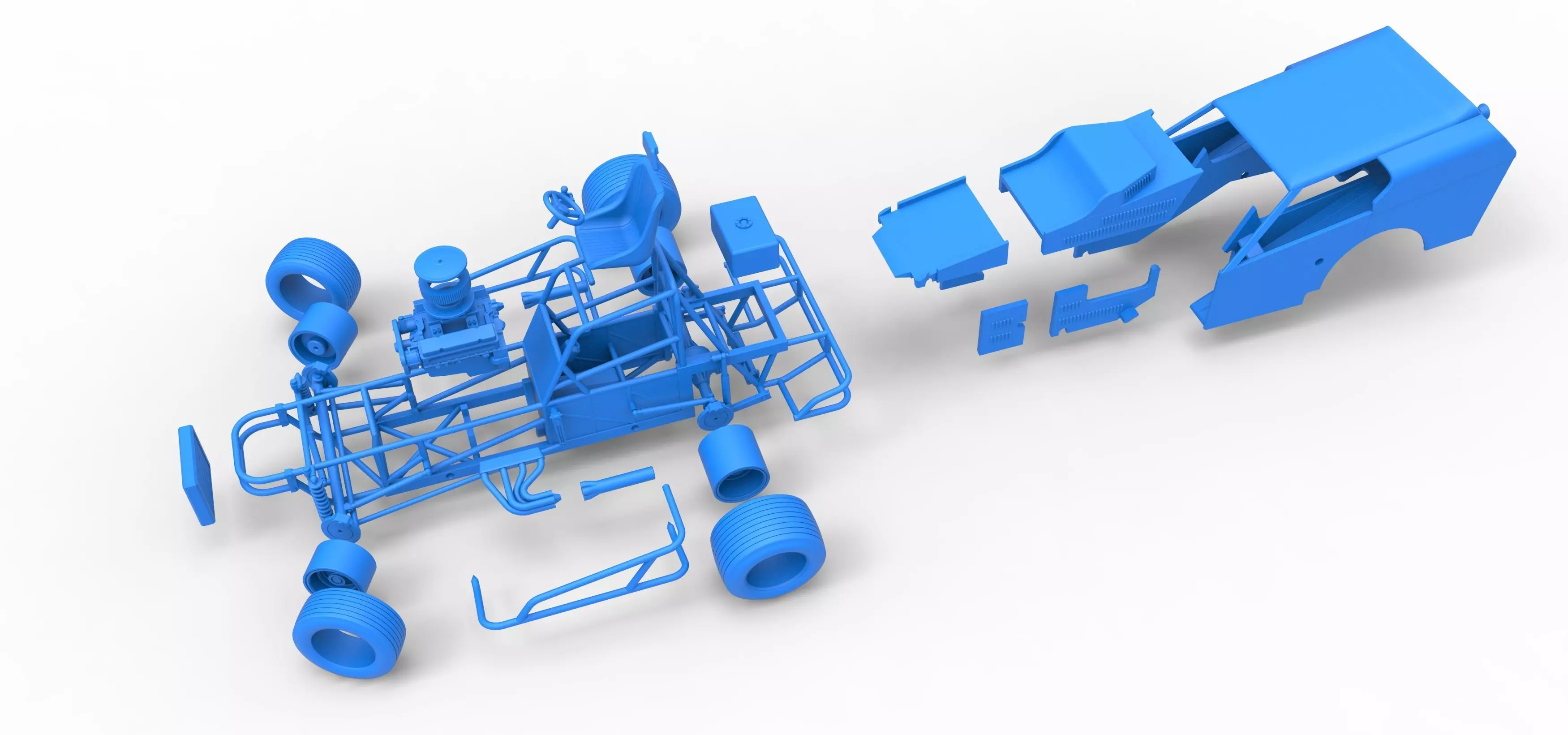 Vintage Dirt Modified stock car V3 while turning Scale 1 to 25 3D print model_56