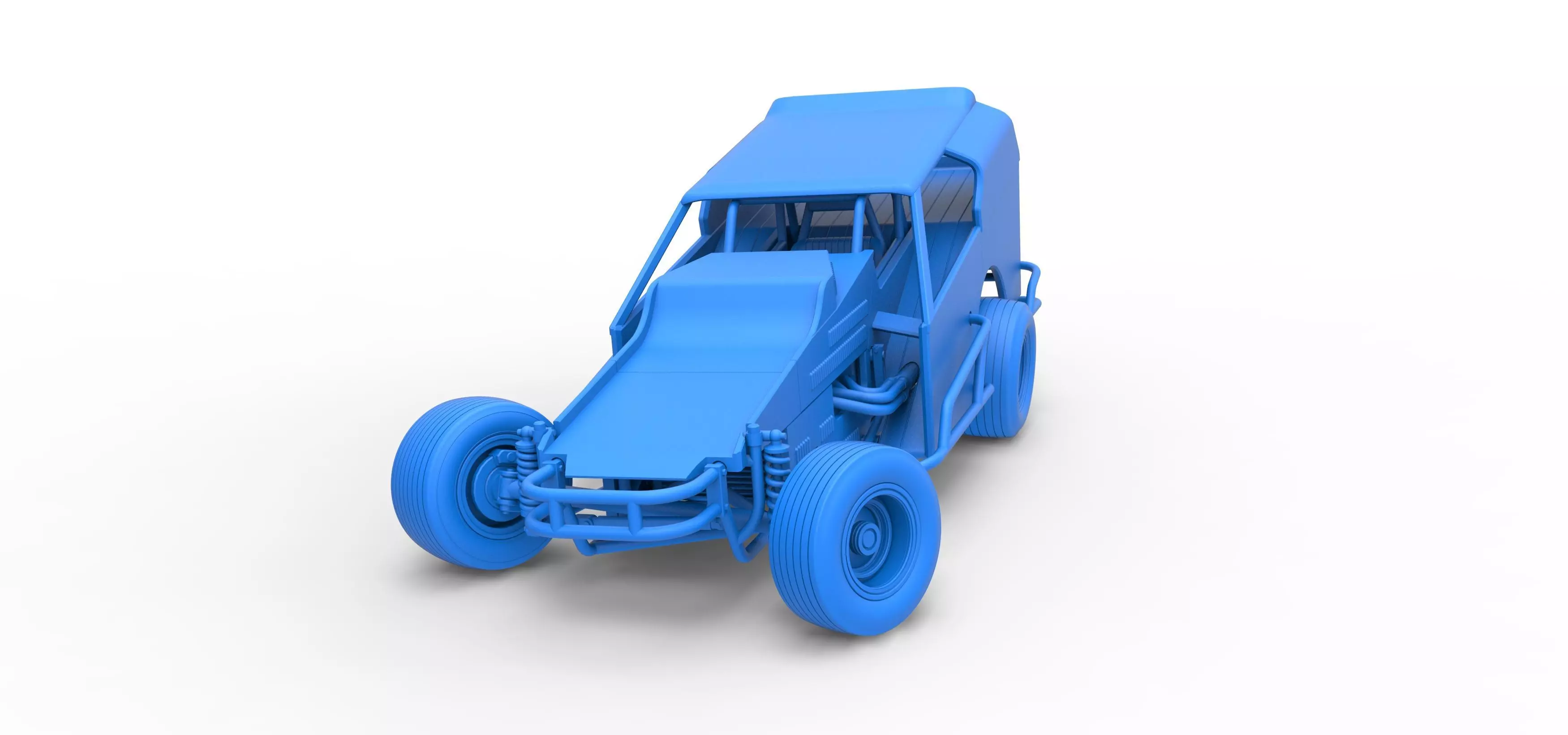 Vintage Dirt Modified stock car V3 while turning Scale 1 to 25 3D print model_32