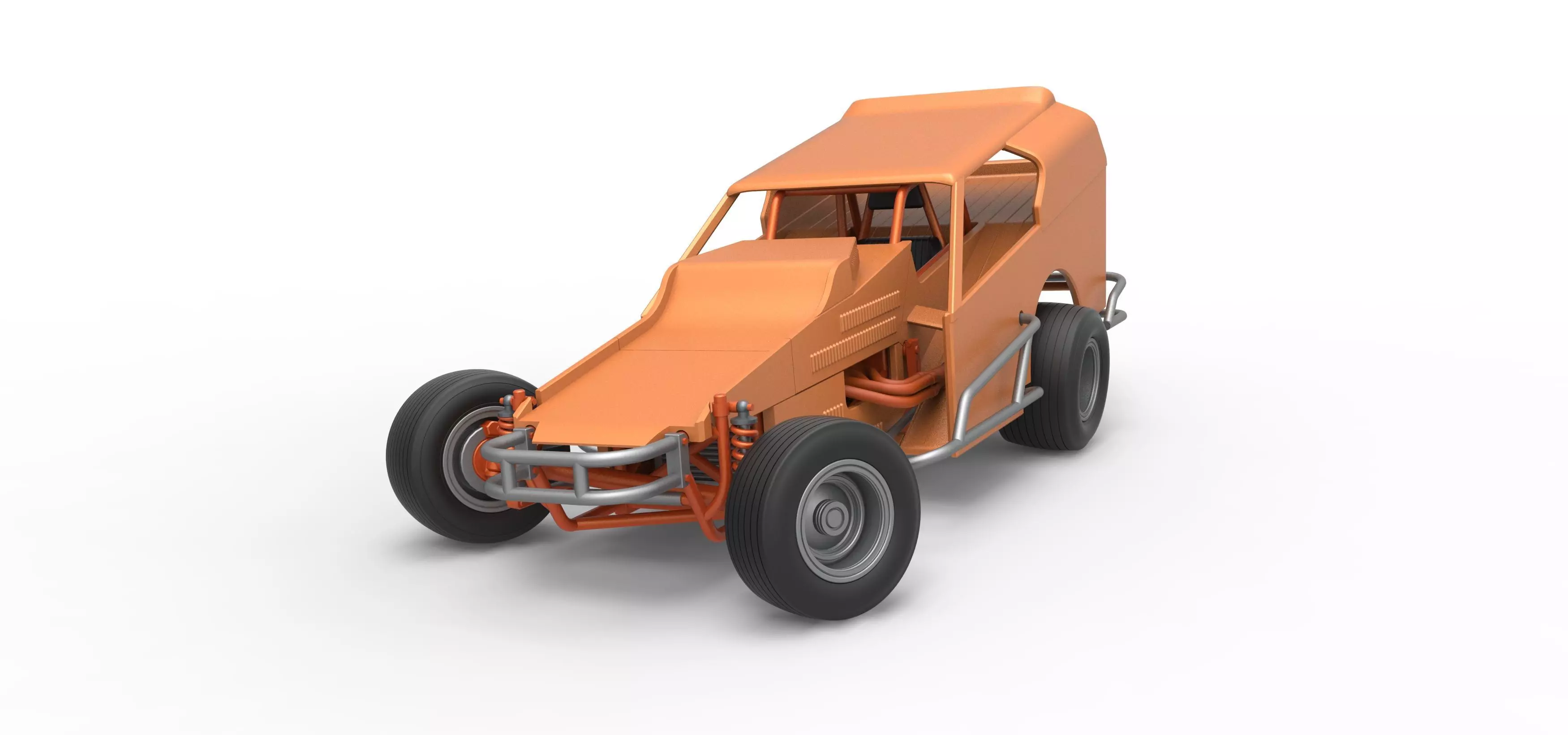 Vintage Dirt Modified stock car V3 while turning Scale 1 to 25 3D print model_5