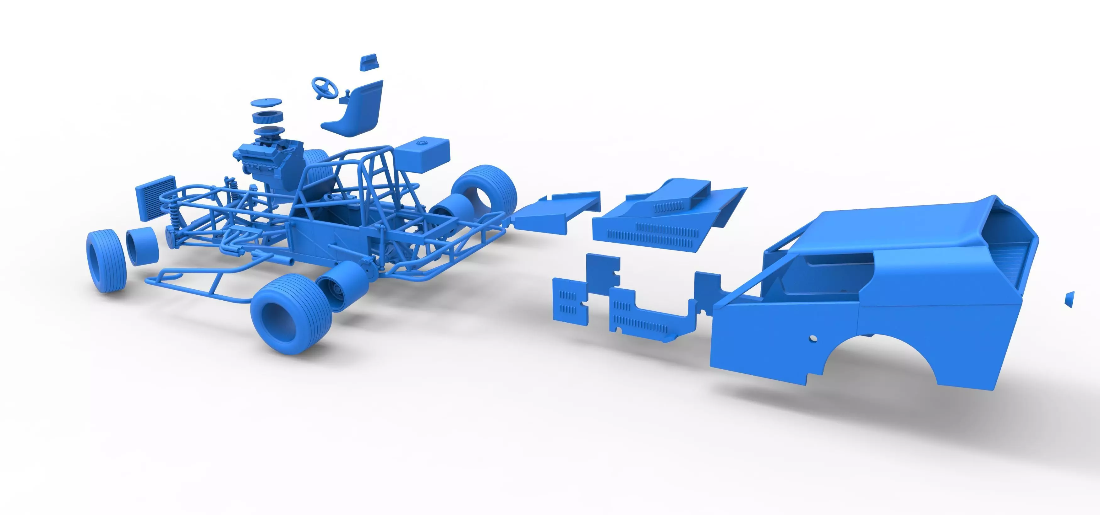 Vintage Dirt Modified stock car V3 while turning Scale 1 to 25 3D print model_61