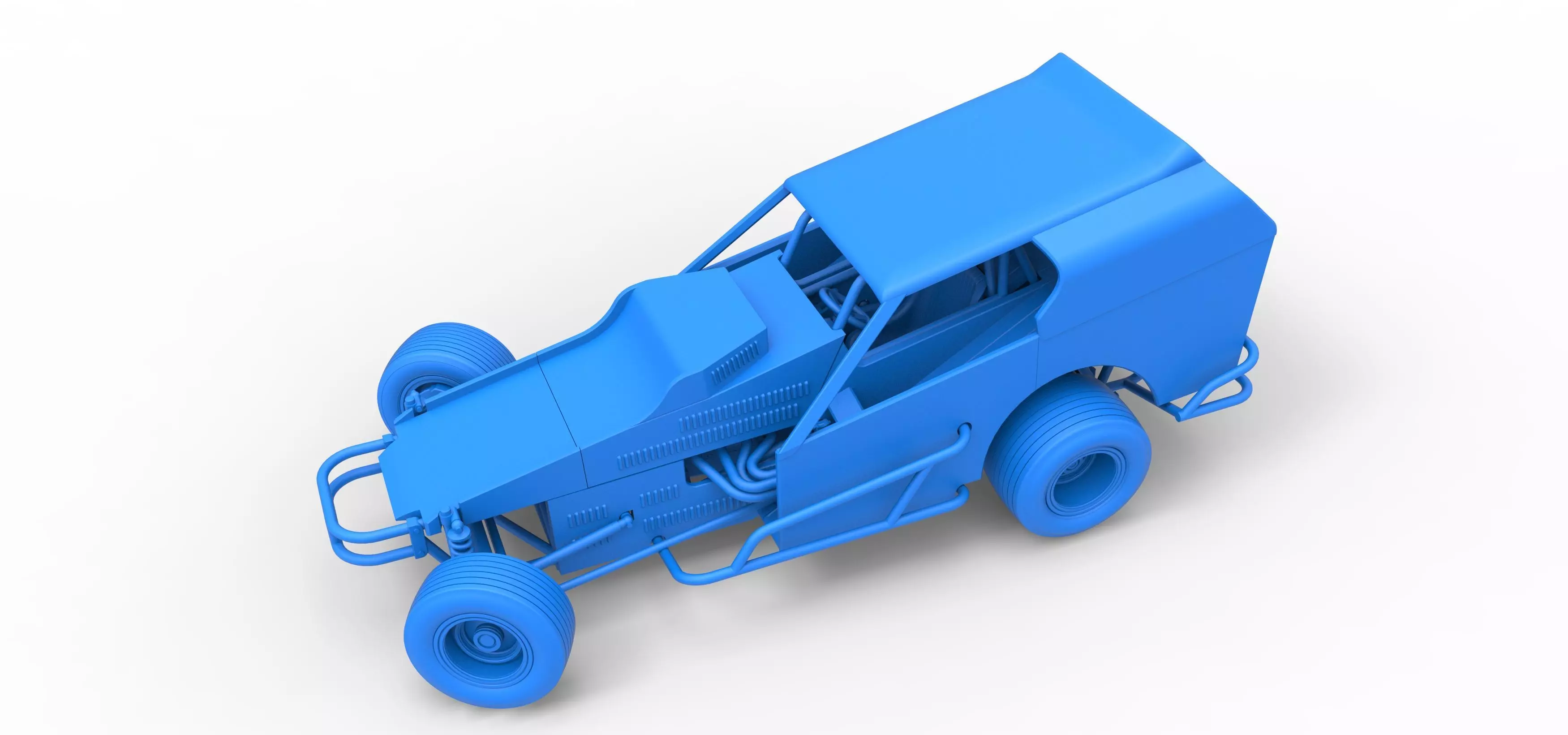 Vintage Dirt Modified stock car V3 while turning Scale 1 to 25 3D print model_31