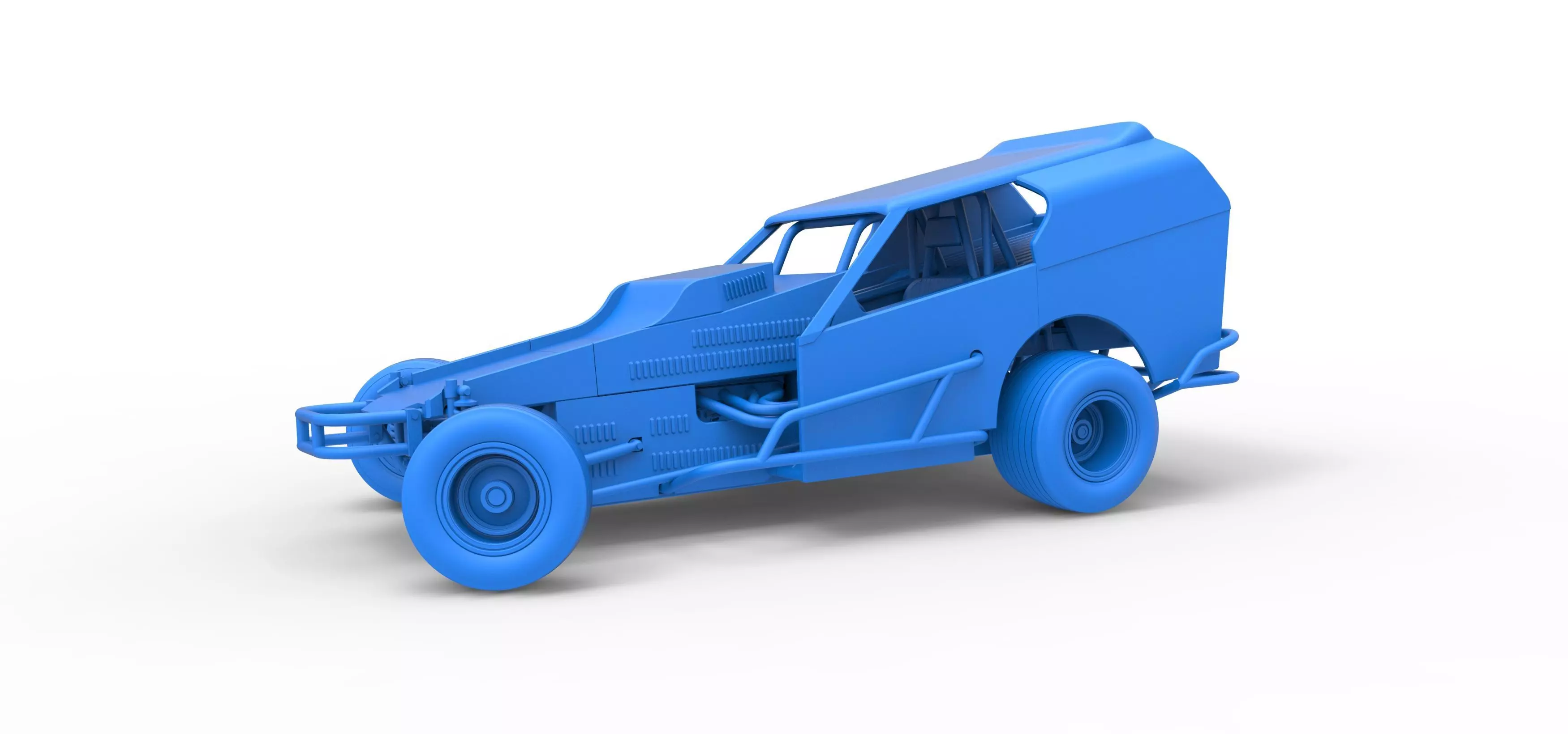 Vintage Dirt Modified stock car V3 while turning Scale 1 to 25 3D print model_28