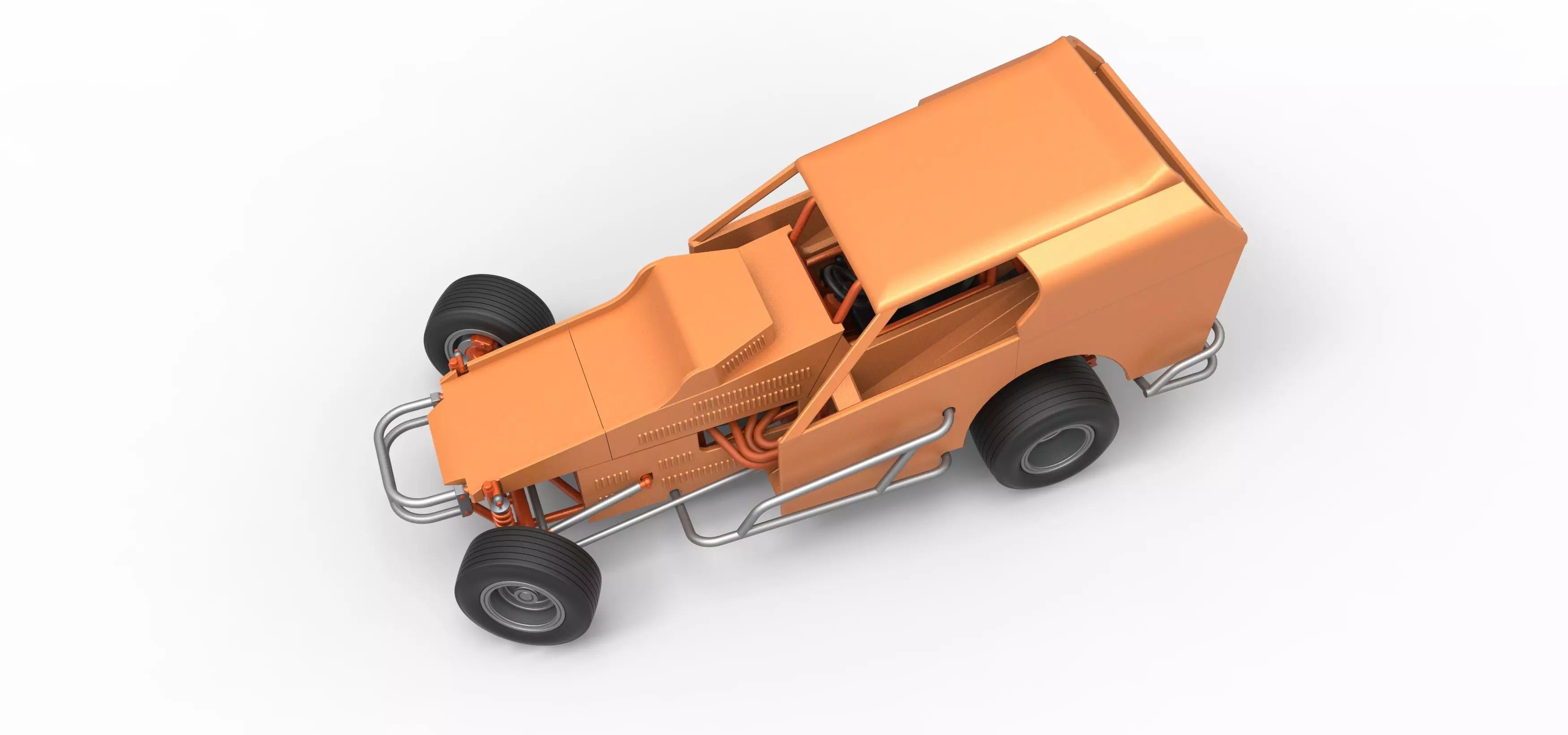 Vintage Dirt Modified stock car V3 while turning Scale 1 to 25 3D print model_4