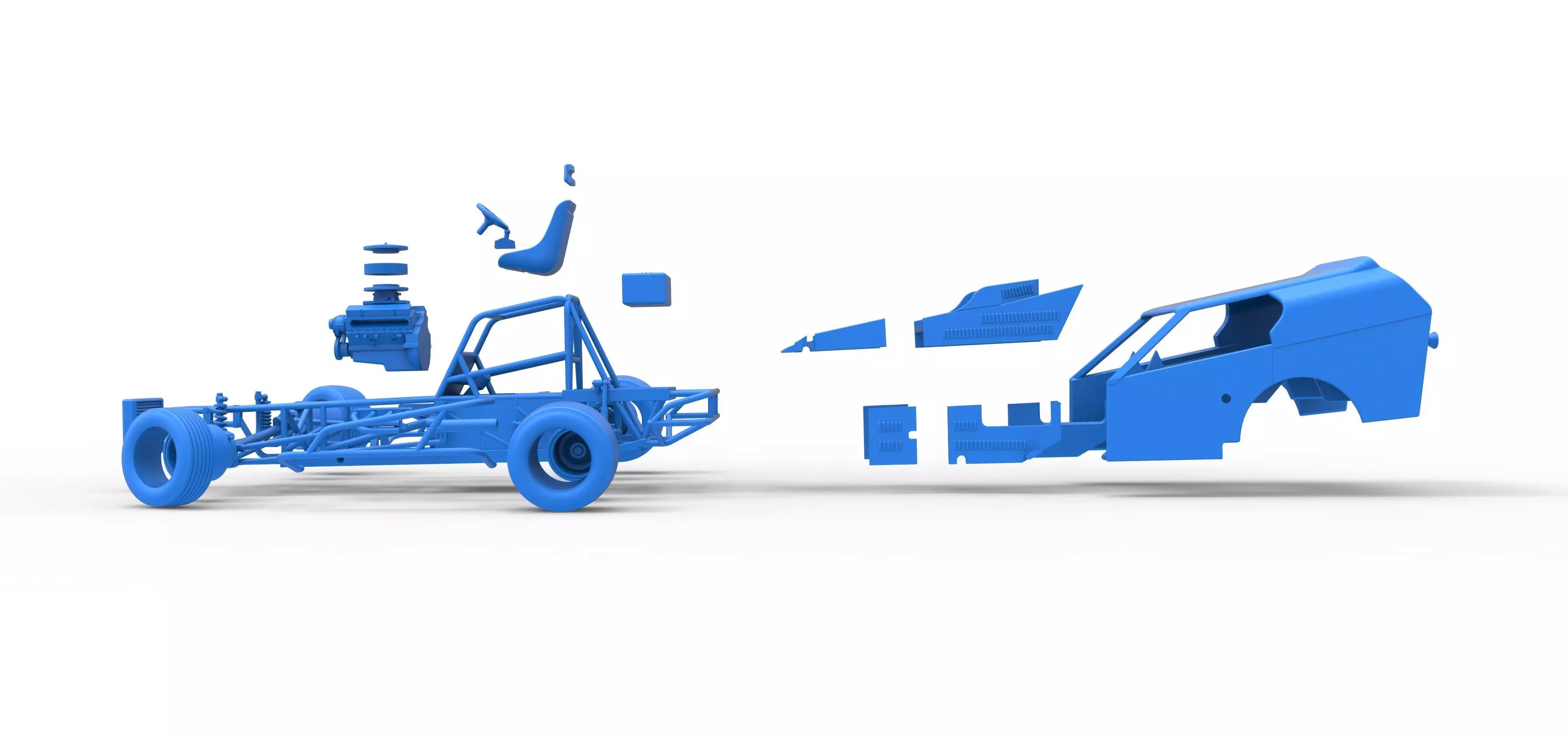 Vintage Dirt Modified stock car V3 while turning Scale 1 to 25 3D print model_59